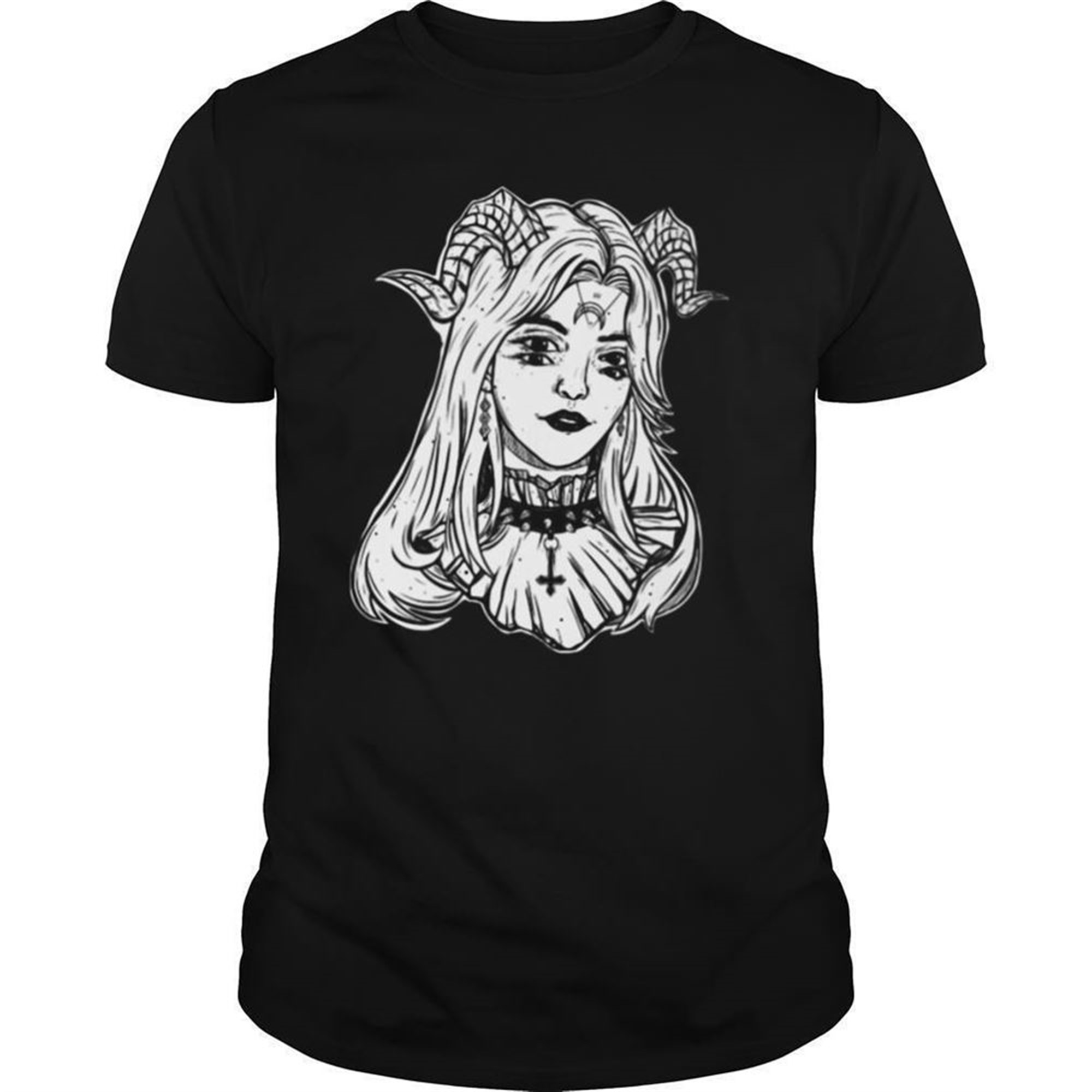 Devil Satanic Goth Choker Glitch Halloween Shirt