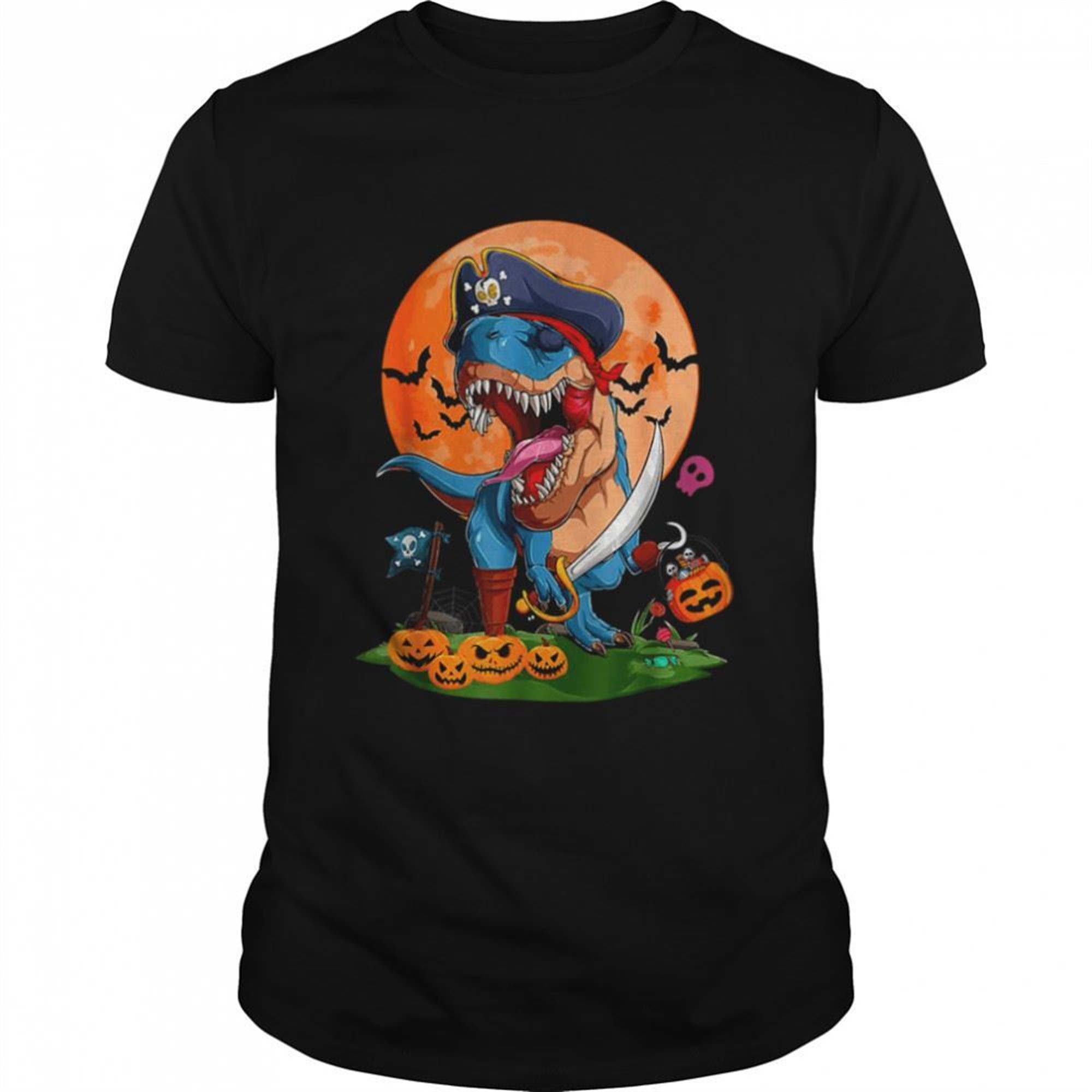 Dinosaur T Rex Pirate Bat Funny Halloween Costume Boy Men Shirt