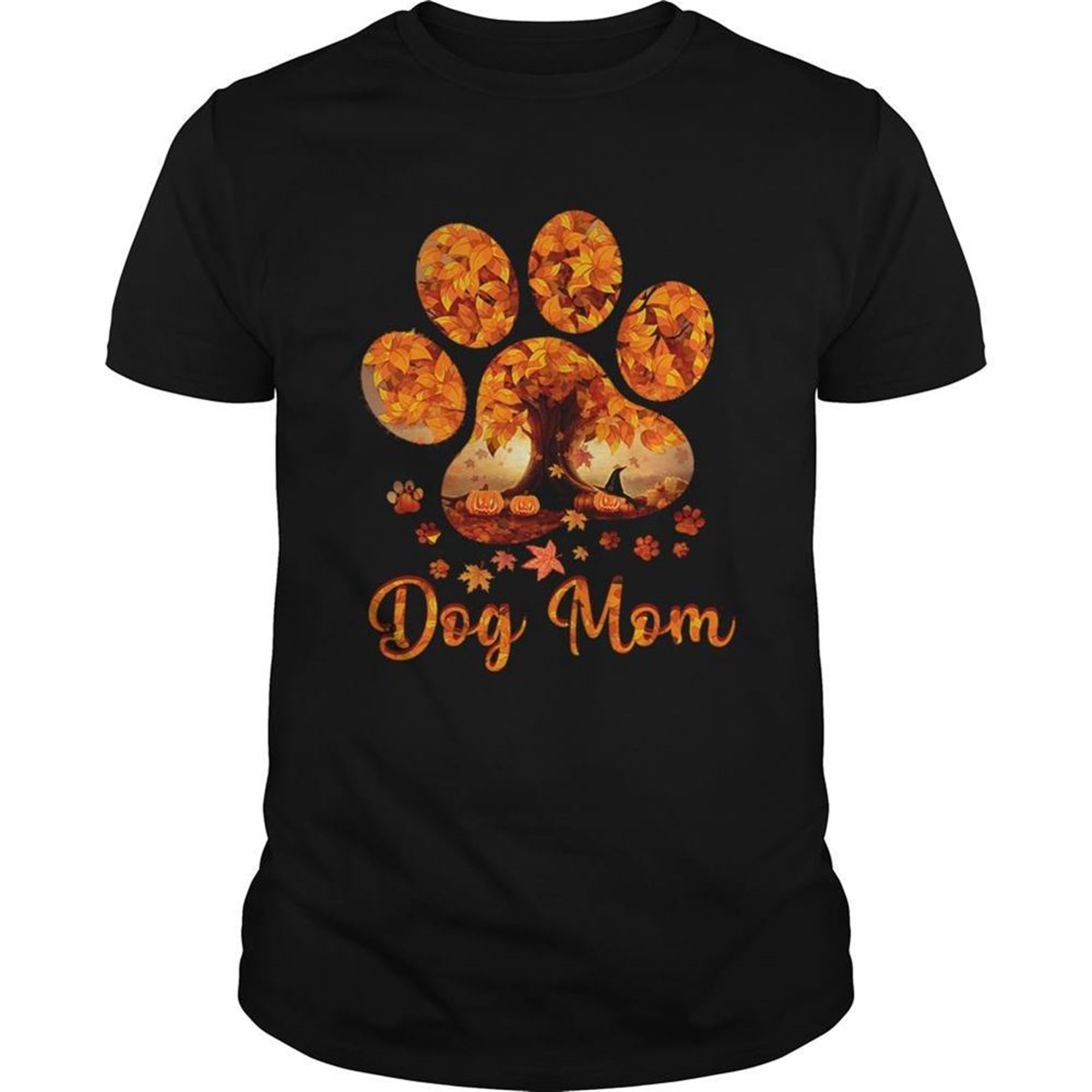 Dog Mom Autumn Leaves Halloween Tshirt