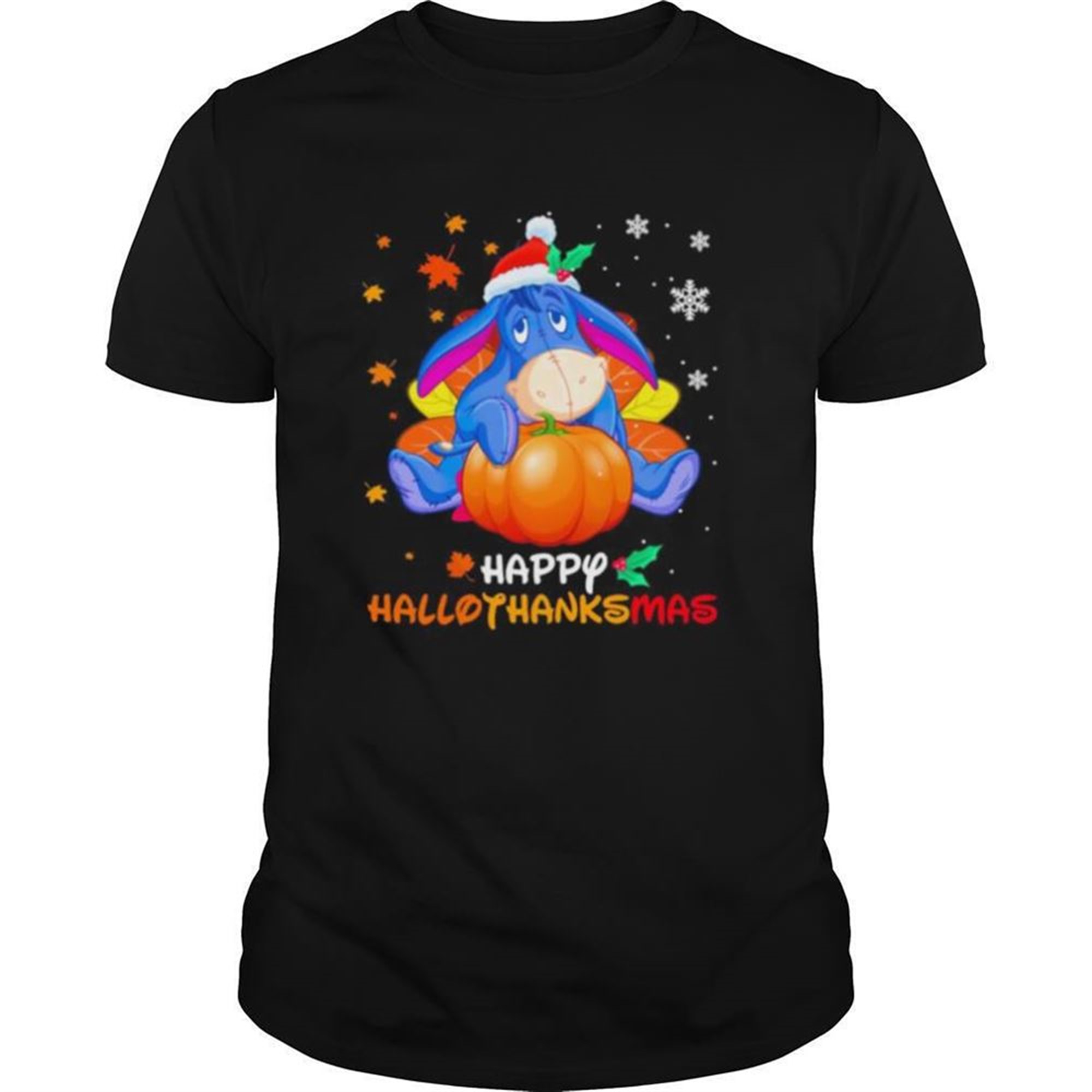 Eeyore Donkey Happy Hallothanksmas Halloween Thanksgiving Christmas Shirt