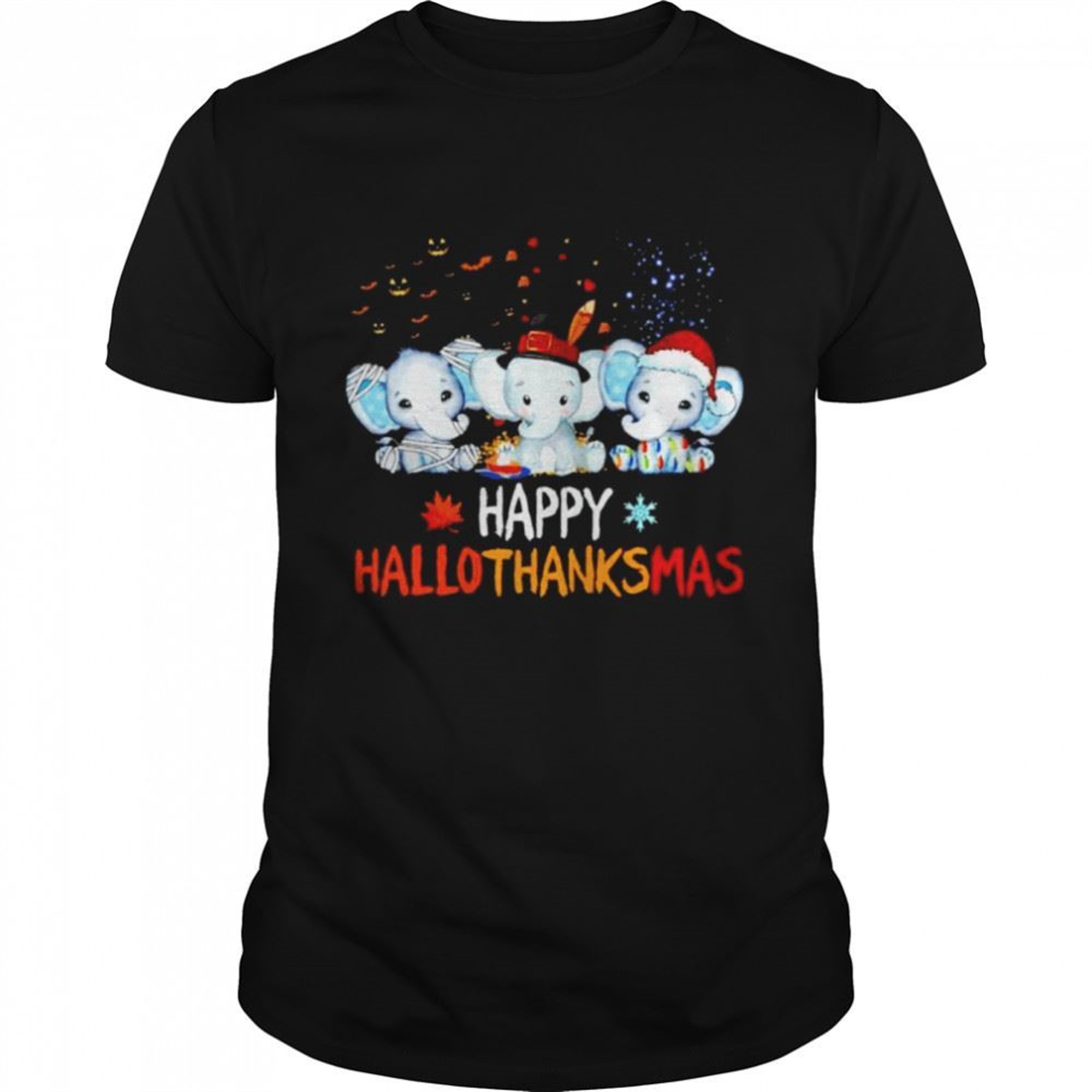 Elephant Happy Hallothanksmas Halloween Thanksgiving Xmas Shirt