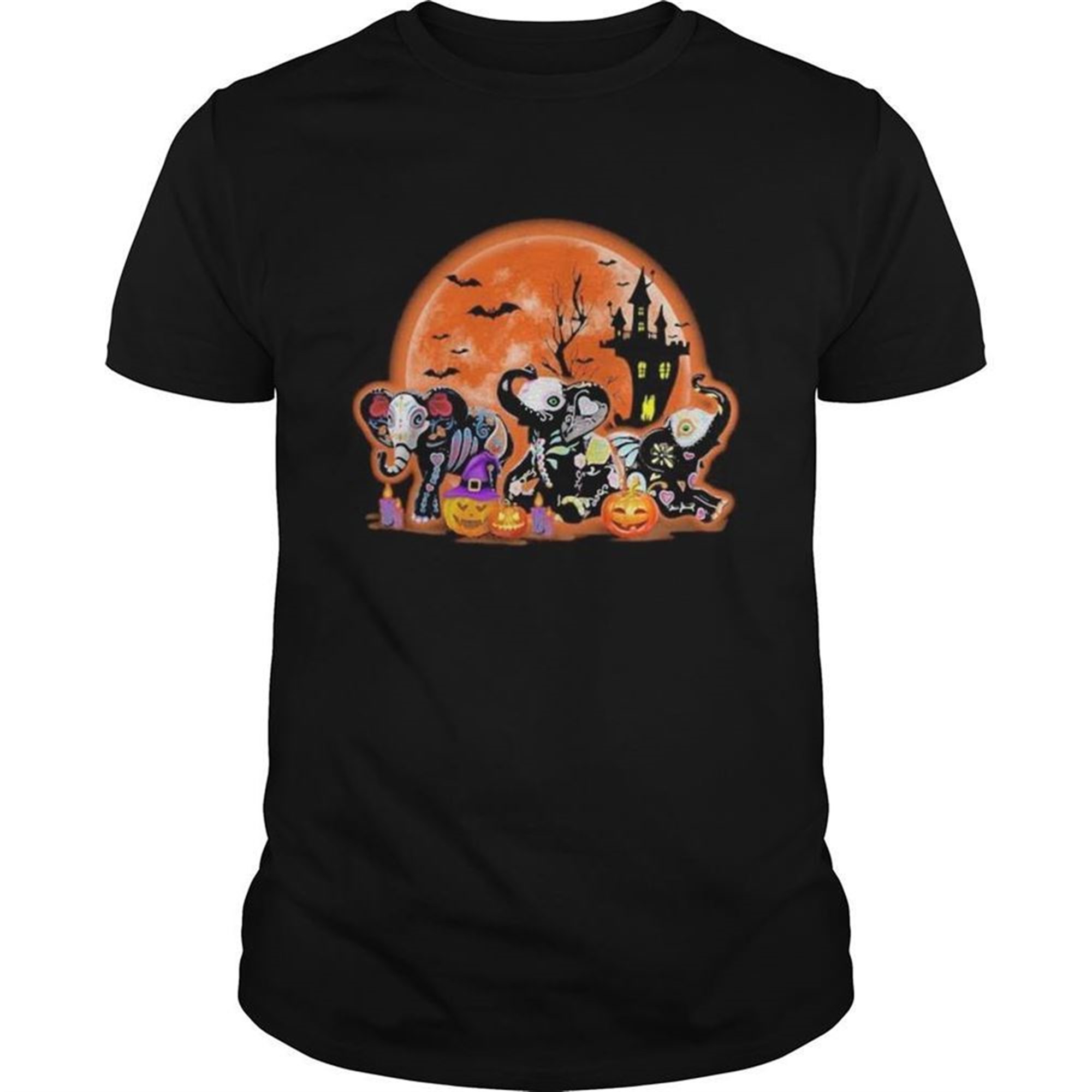 Elephants Pumpkin Moon Halloween Shirt
