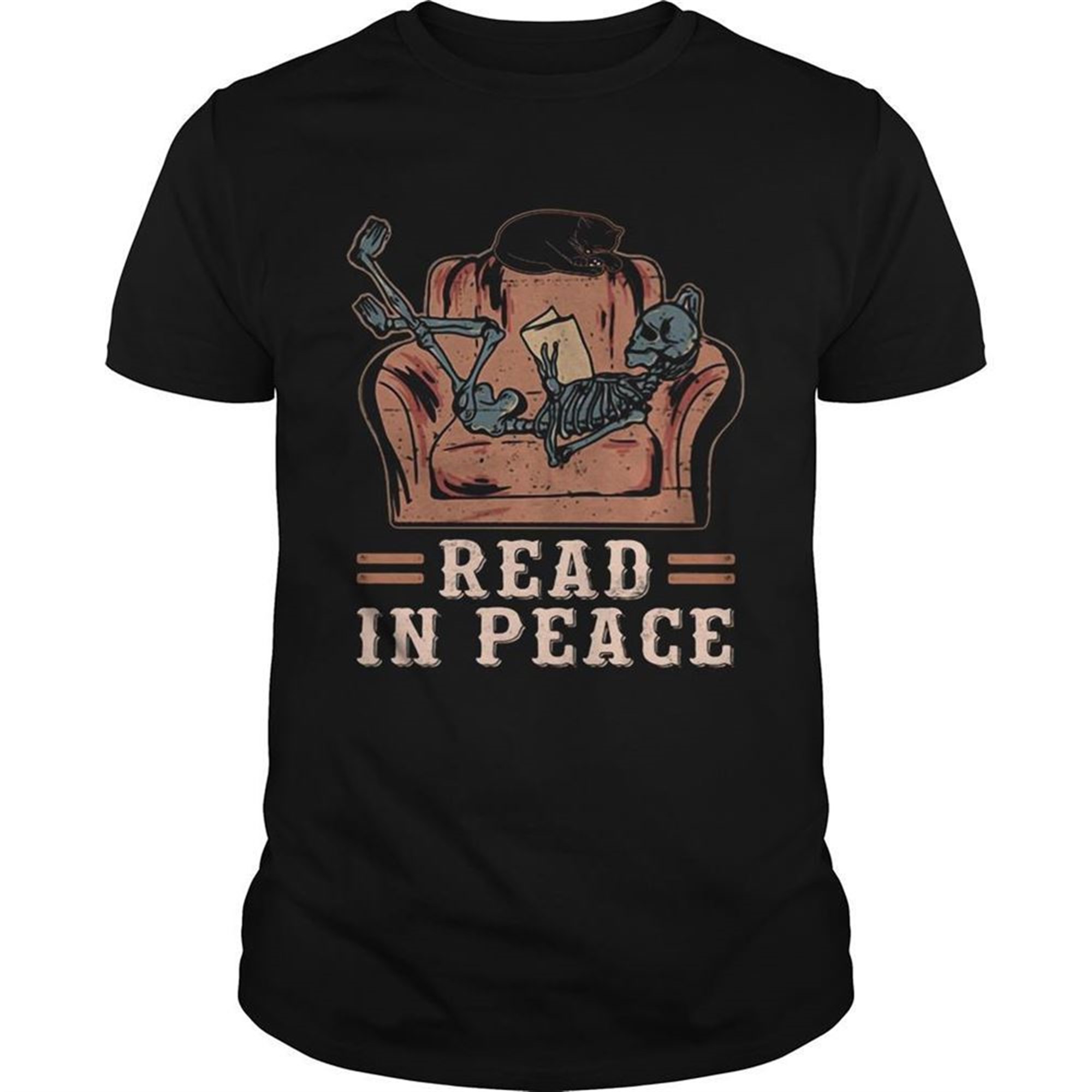Excellent Skeleton Reading Book Read In Peace Halloween Shirt