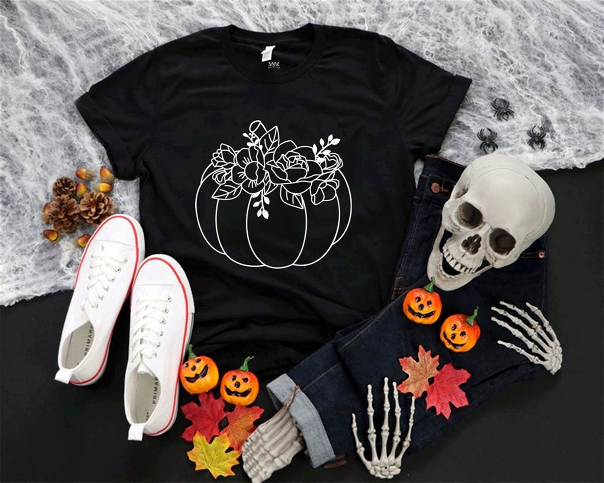 Floral Pumpkin Shirt Halloween Top Pumpkin Shirt Cute Women’s Halloween Shirt Halloween Costume Shirt Cute Halloween Outfitpumpkin Tee