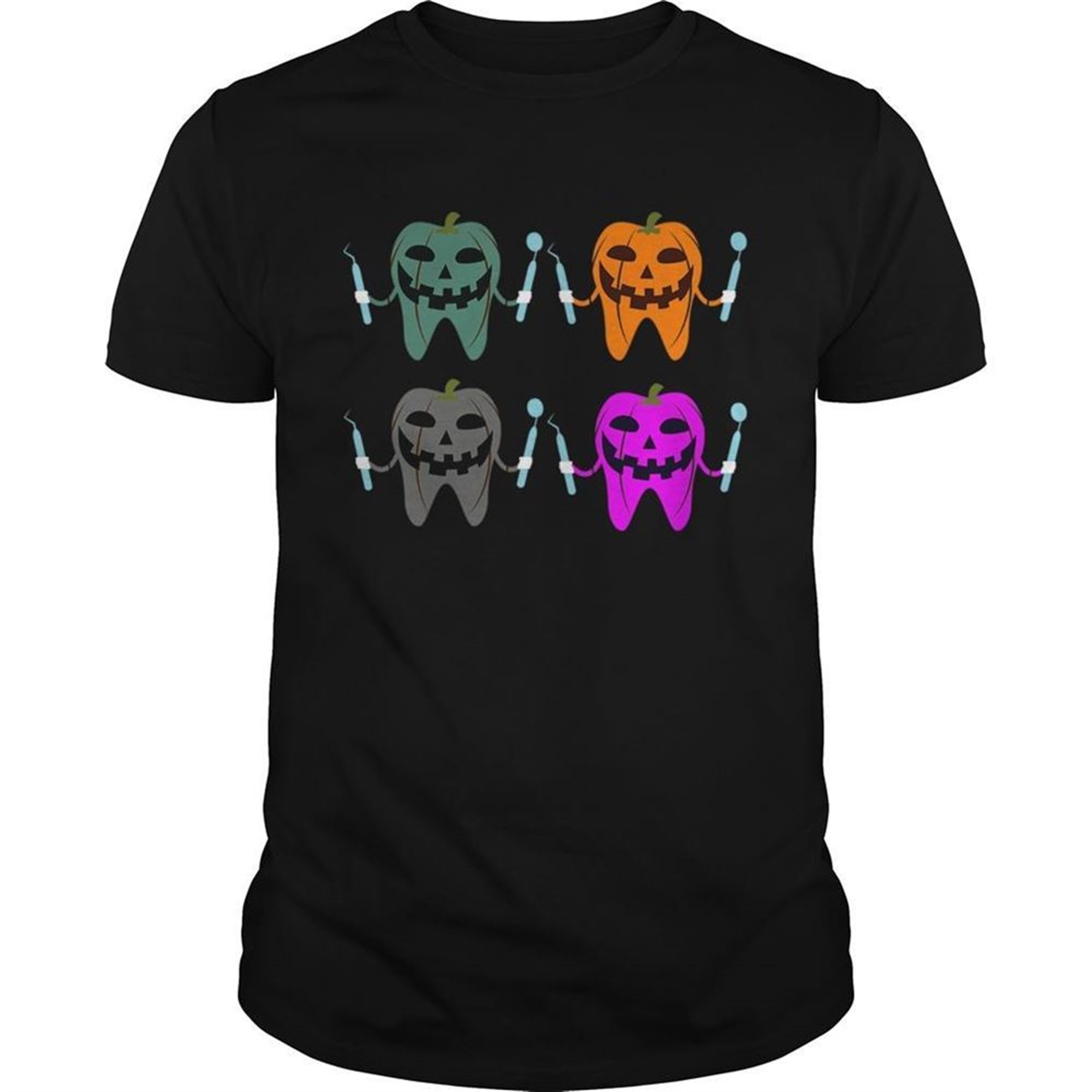 Funny Dental Halloween Tooth Pumpkin Dentist Halloween Gift Tshirt