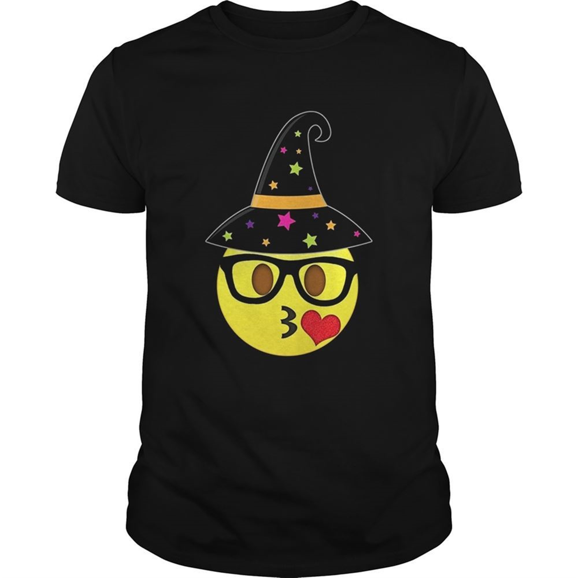 Funny Halloween Emoji Witch Nerd Kissy Face Tshirt