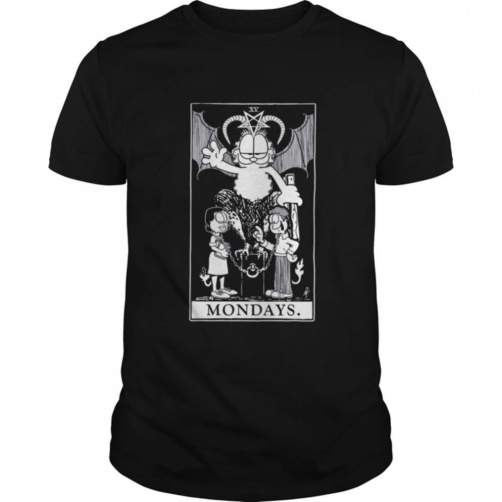 Garfield Tarot Mondays White Ink Halloween Shirt