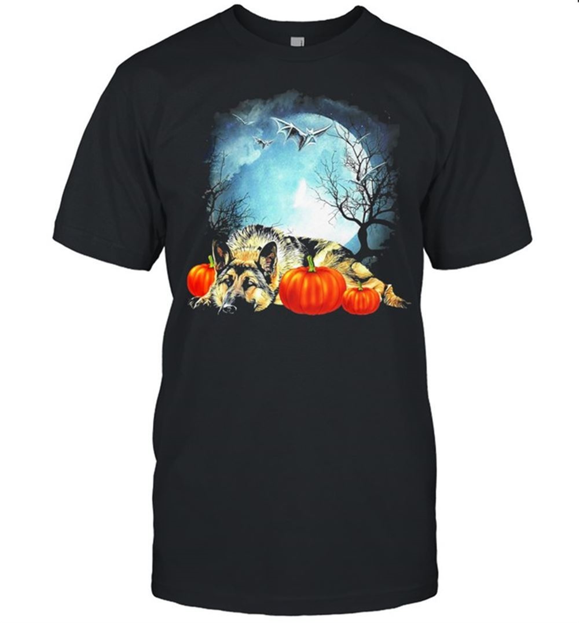 German Shepherd Moon Pumpkin Halloween Shirt