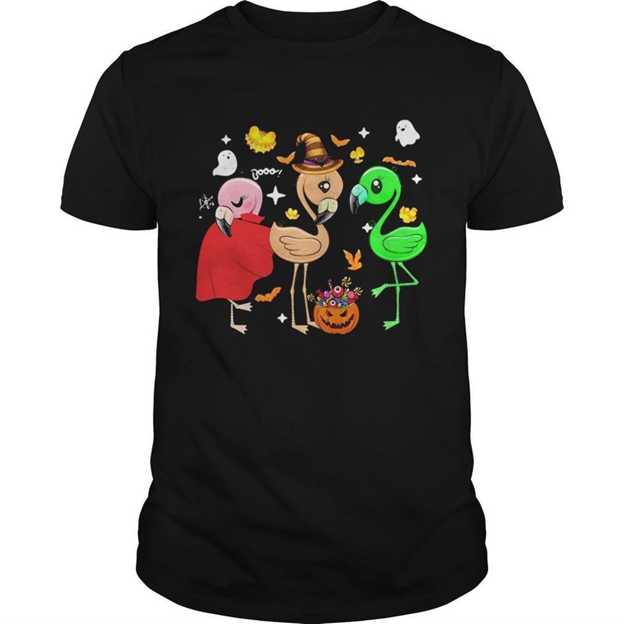 Ghost Booo Flamingos Pumpkin Halloween Shirt