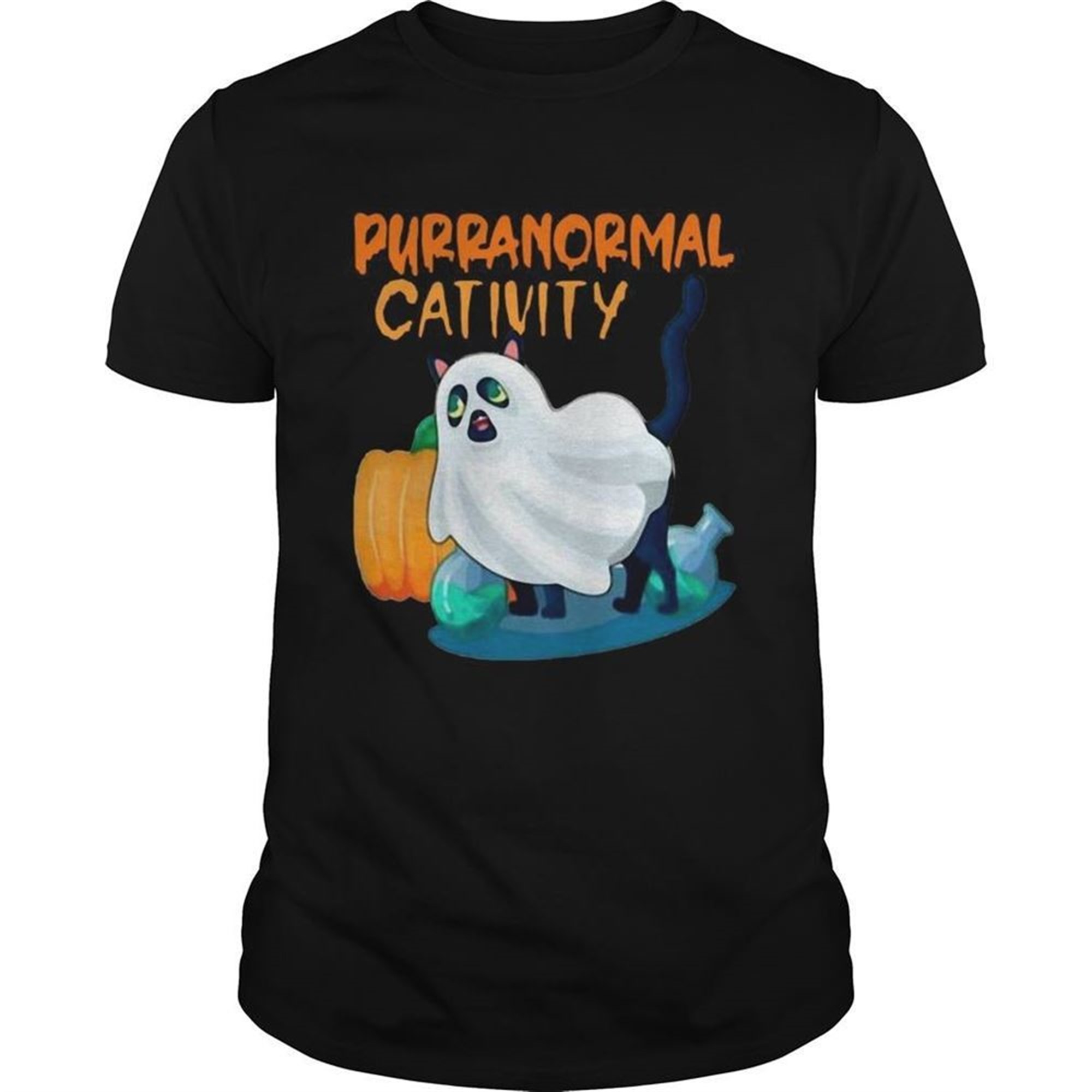 Ghost Cat Purranormal Activity Funny Halloween Shirt