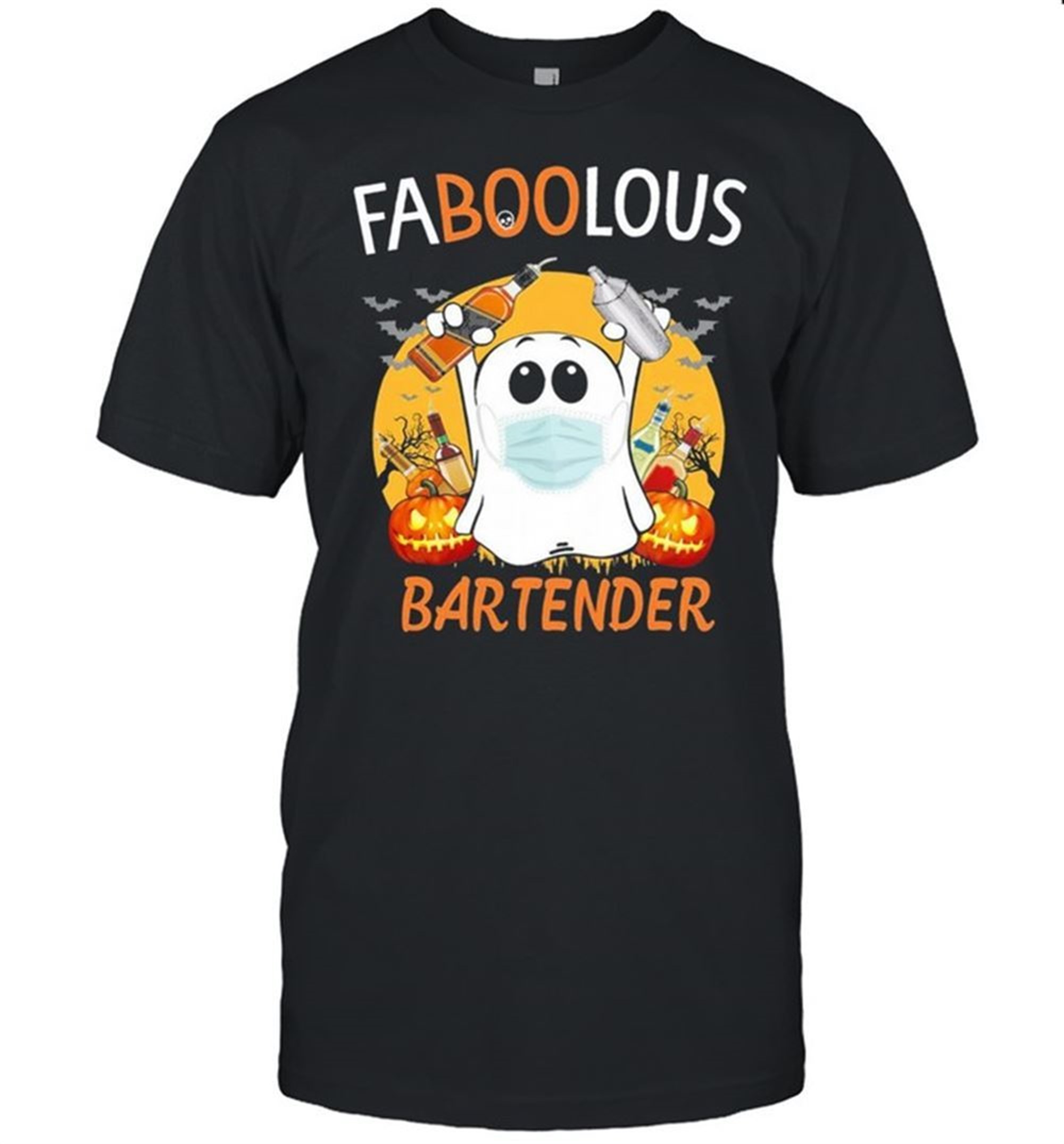 Ghost Face Mask Faboolous Bartender Halloween Shirt