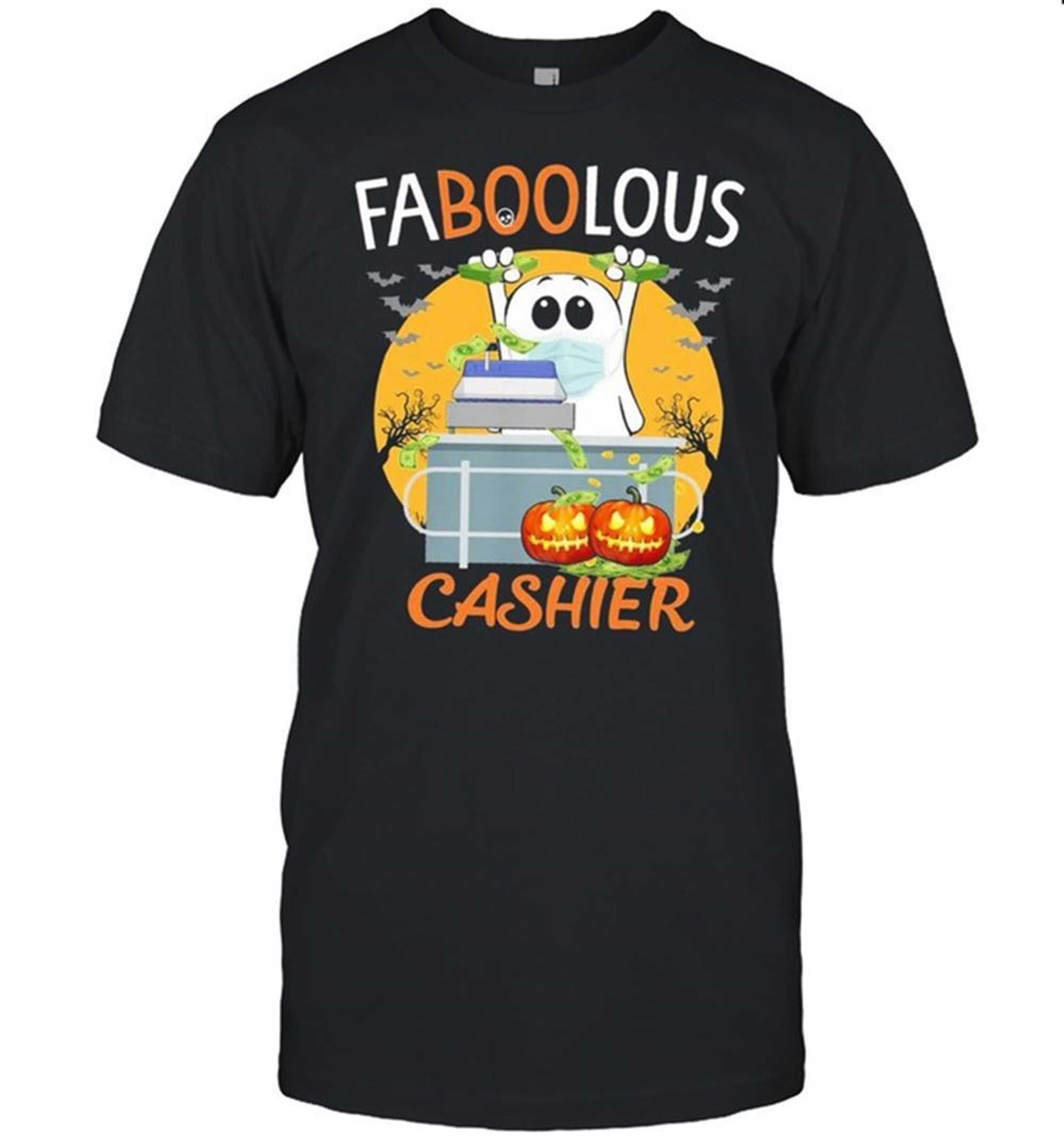Ghost Face Mask Faboolous Cashier Halloween Shirt