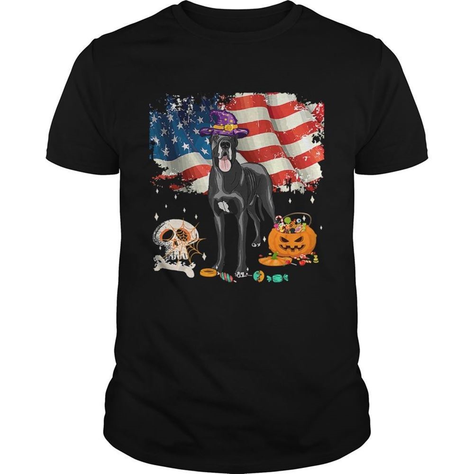 Great Dane Dog Halloween Costume Gift Flag America Tshirt