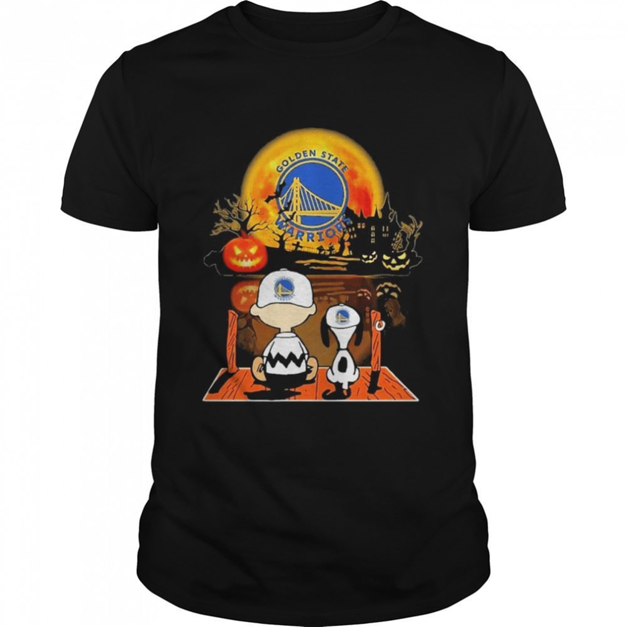 Gsw Snoopy And Charlie Brown Pumpkin Halloween Moon Shirt