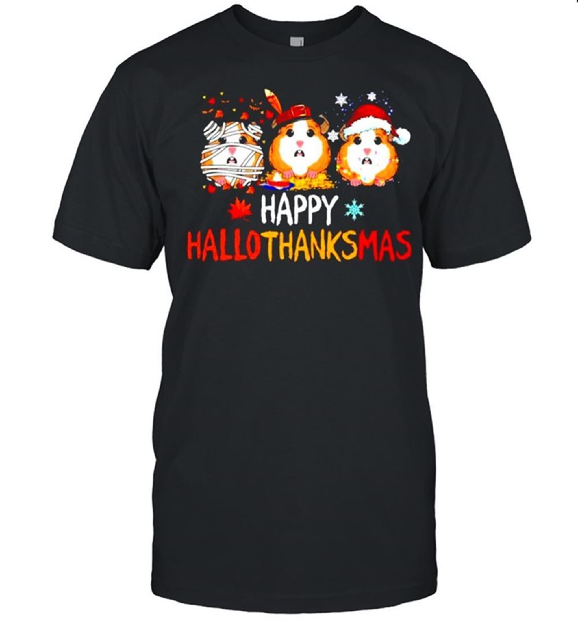 Guinea Pig Happy Hallothanksmas Halloween Thanksgiving Christmas Shirt