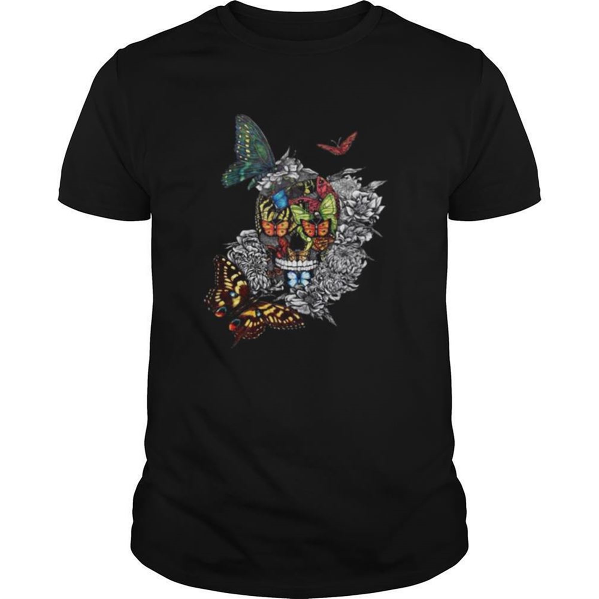 Halloween Artistic Rage Butterflies And Skull Tattoo Dia De Los Muertos Shirt