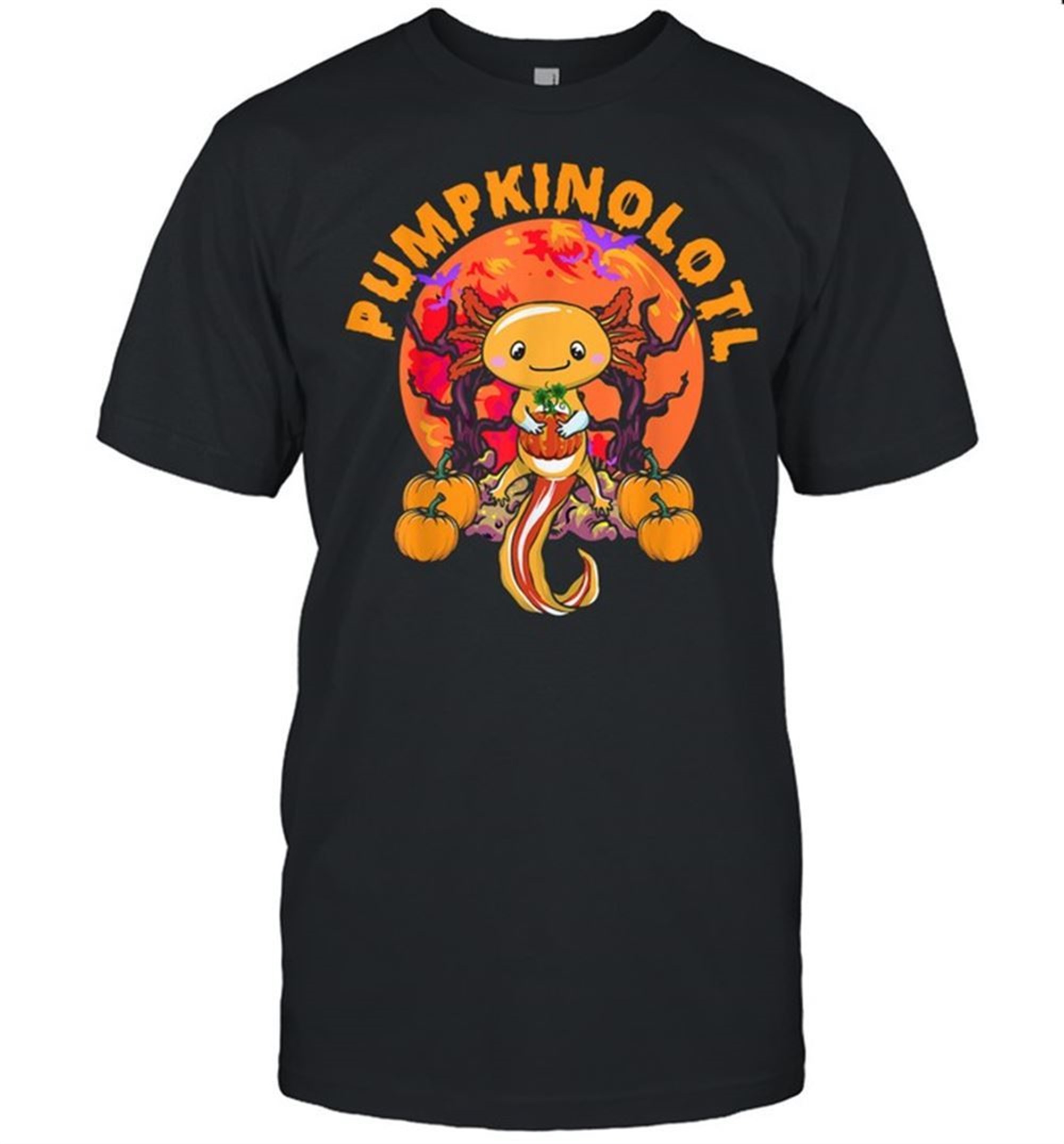 Halloween Axolotl Salamander Pumpkin Orange Pumpkinolotl Shirt