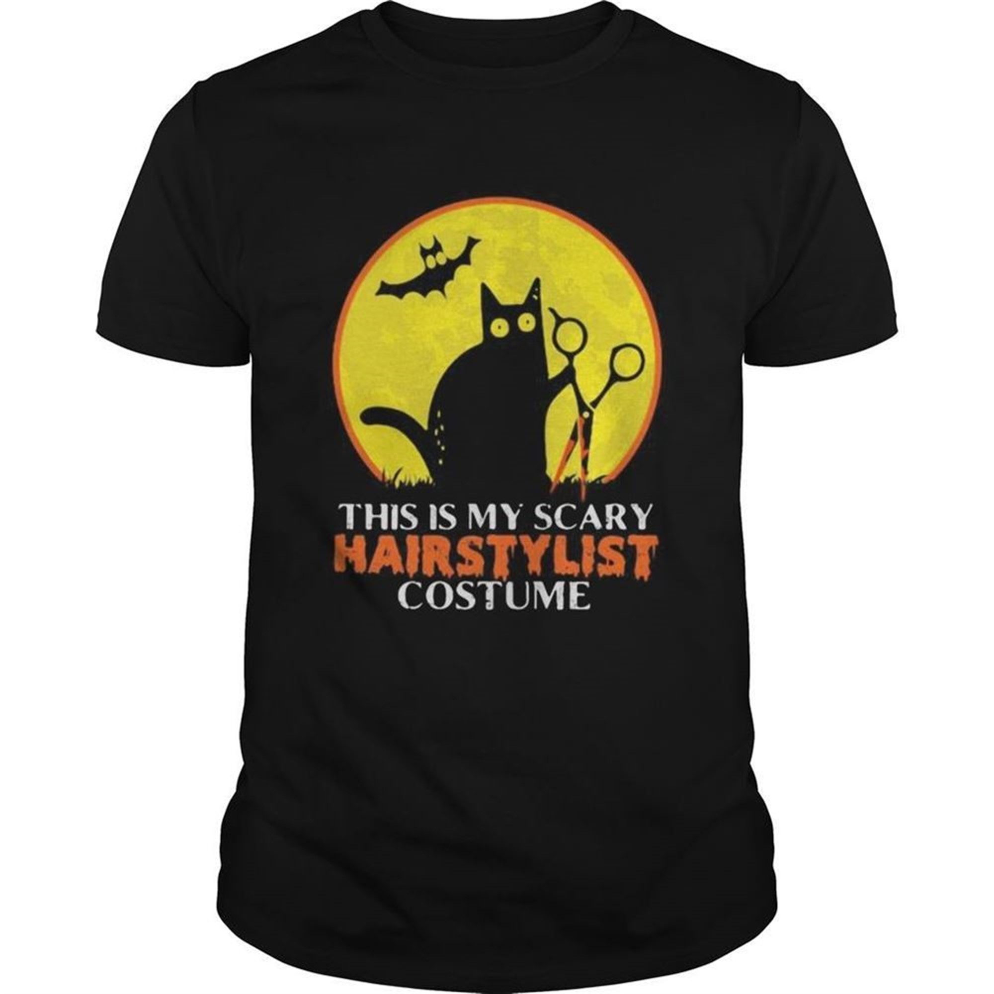 Halloween Black Cat This Is My Scary Hairstylist Costume Sunset Shirt