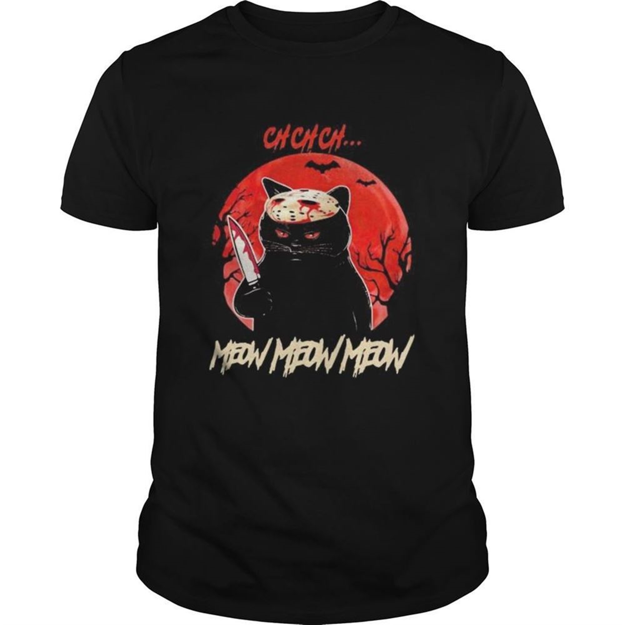 Halloween Cat Jason Voorhees Ch Ch Ch Meow Meow Meow Sunset Shirt