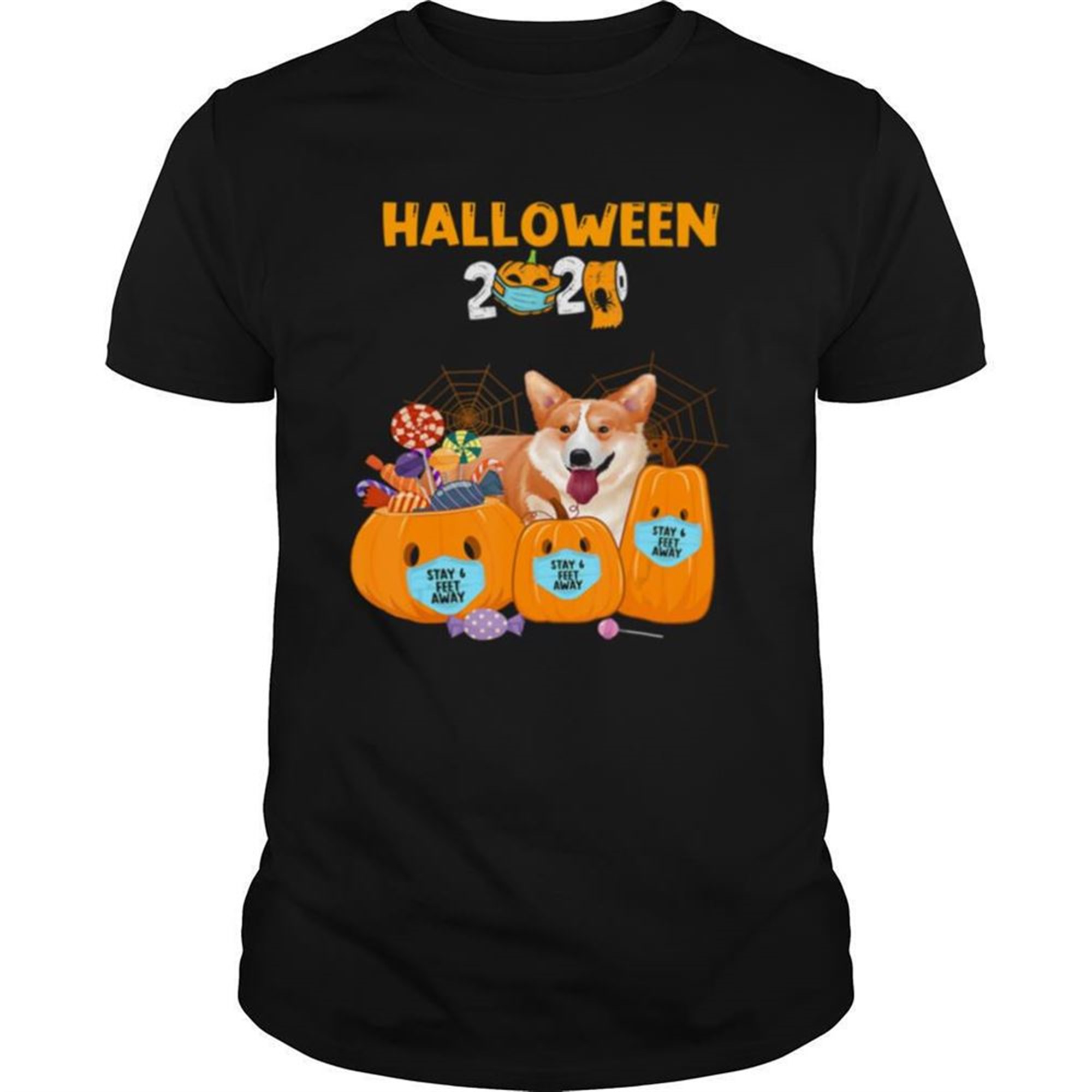 Halloween Corgi Wear Mask Stay 6 Feet Away Quarantine Shirt