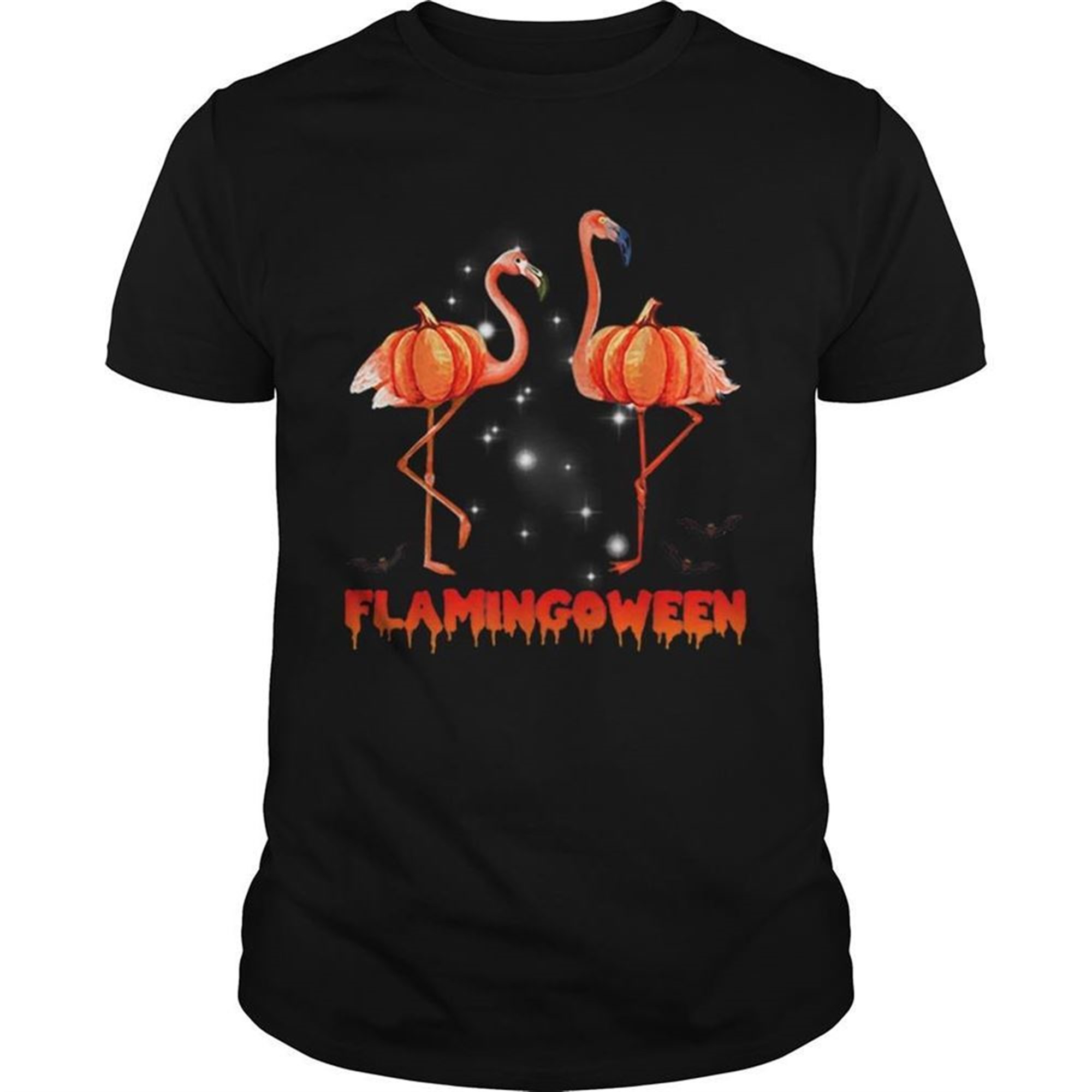 Halloween Custome Flamingo Flamingween Pumpkin Shirt