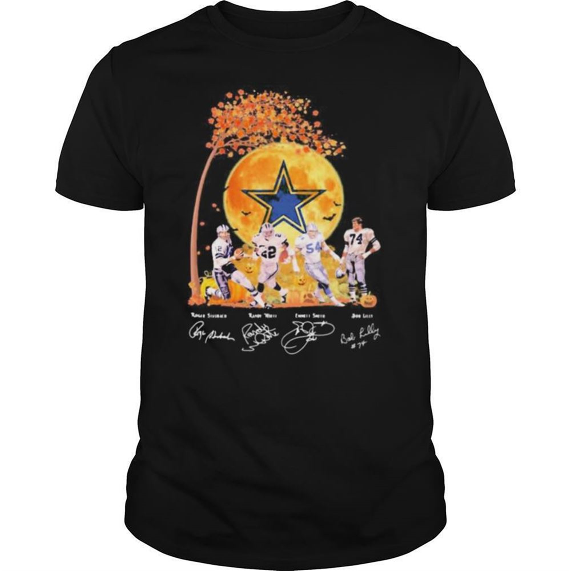 Halloween Dallas Cowboy Football Signatures Moon Shirt