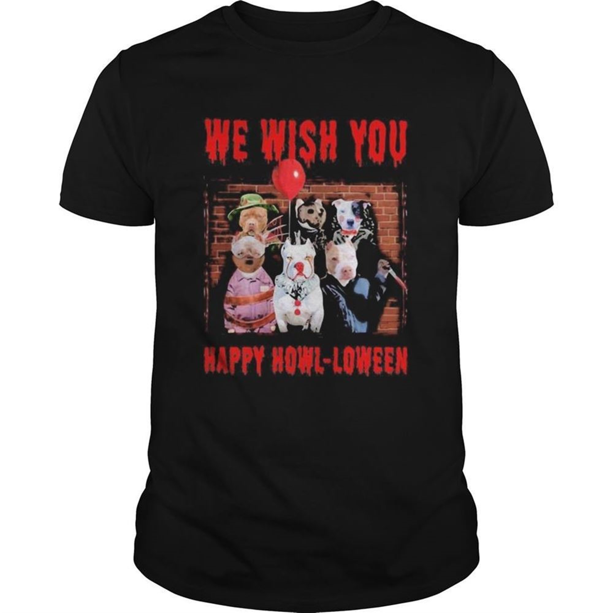 Halloween Dogs Horror Characters We Wish You Happy Howloween Shirt