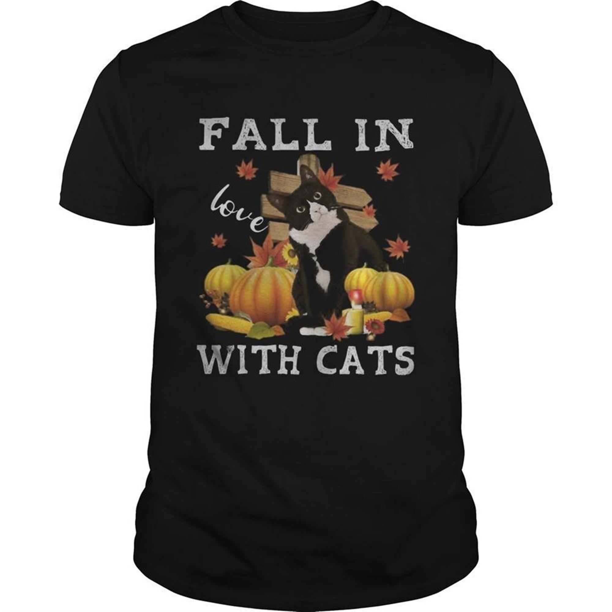 Halloween Fall In Love With Cats Pumpkins Shirt