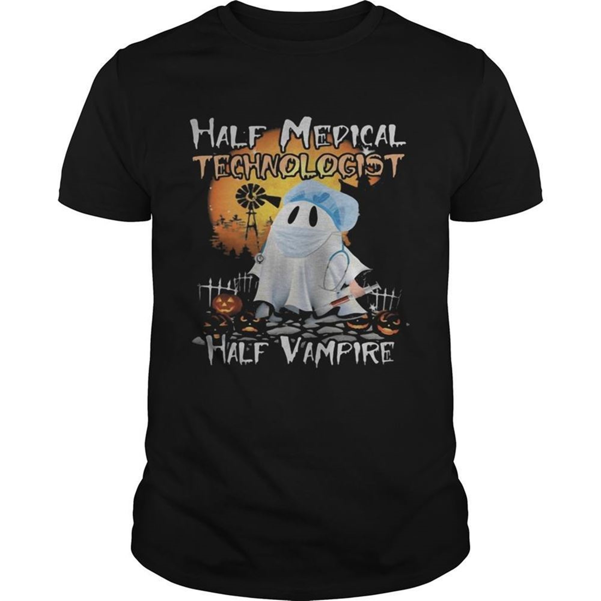 Halloween Ghost Half Medical Technologist Half Vampire Shirt
