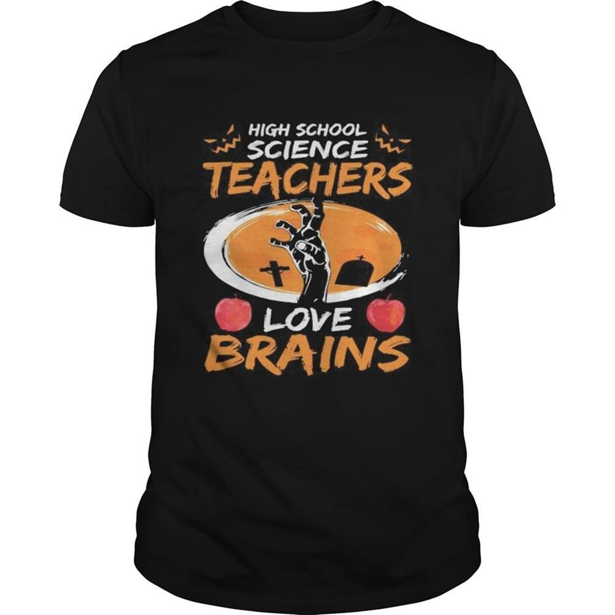 Halloween High School Science Teachers Love Brains Apple Shirt