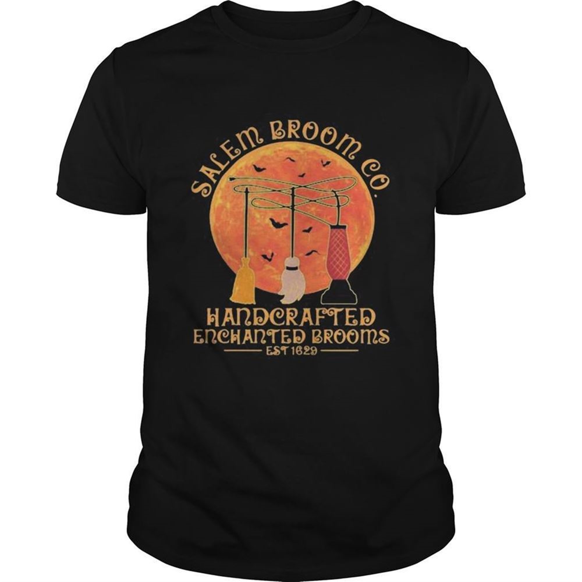Halloween Hocus Pocus Salem Broom Co Handcrafted Enchanted Brooms Est 1629 Moon Shirt