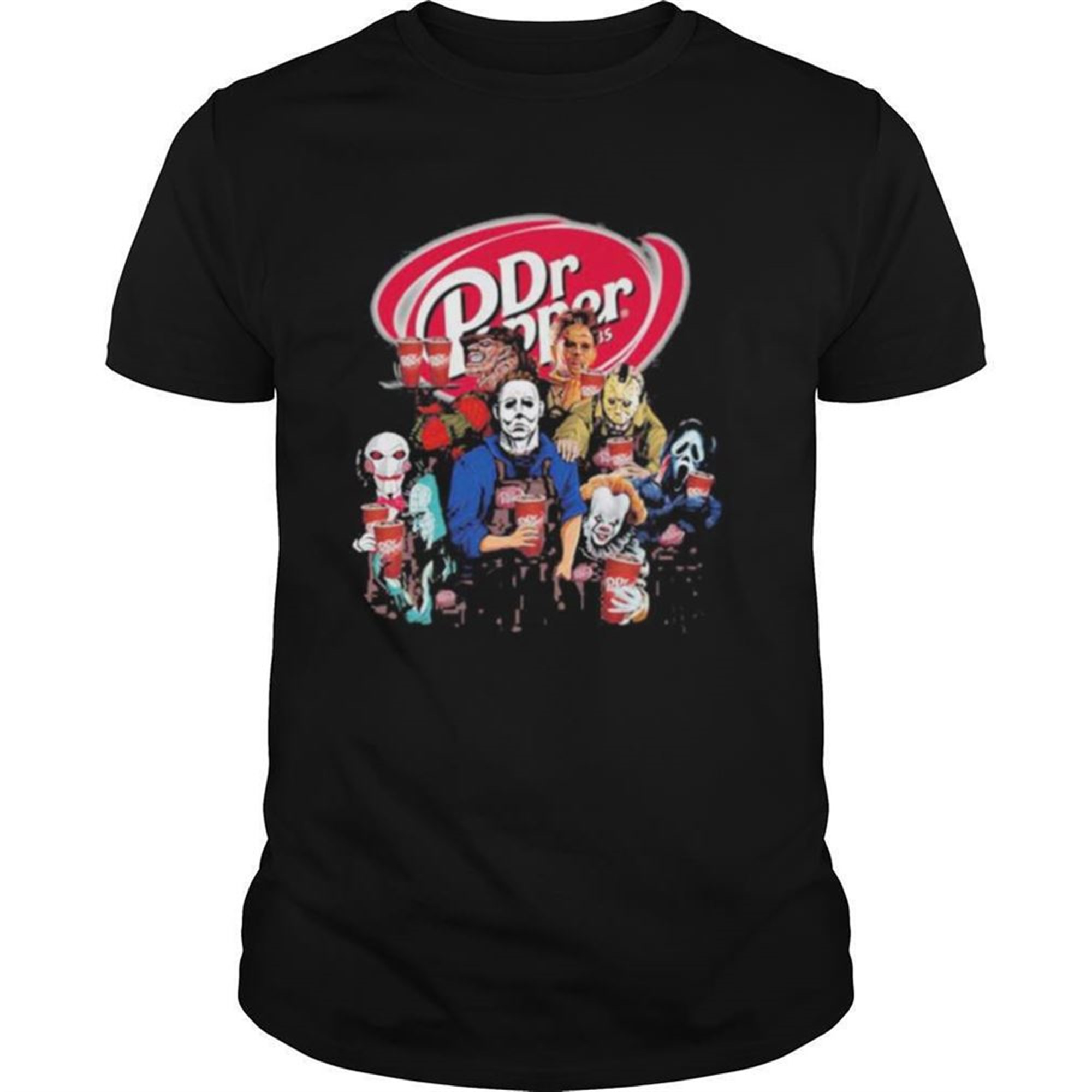 Halloween Horror Characters Dr Pepper Logo Shirt