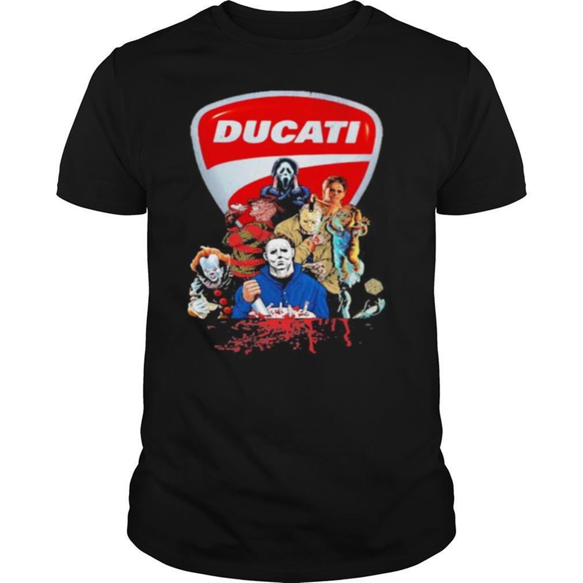 Halloween Horror Characters Ducati Logo Shirt