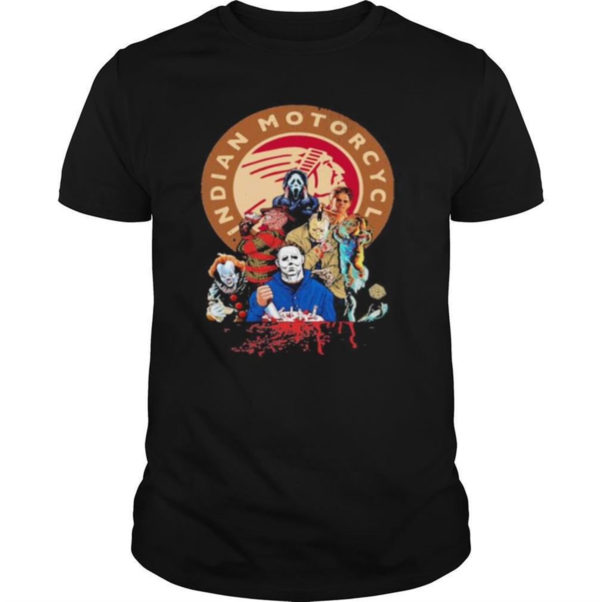 Halloween Horror Characters Indian Motorcycle Logo Shirt