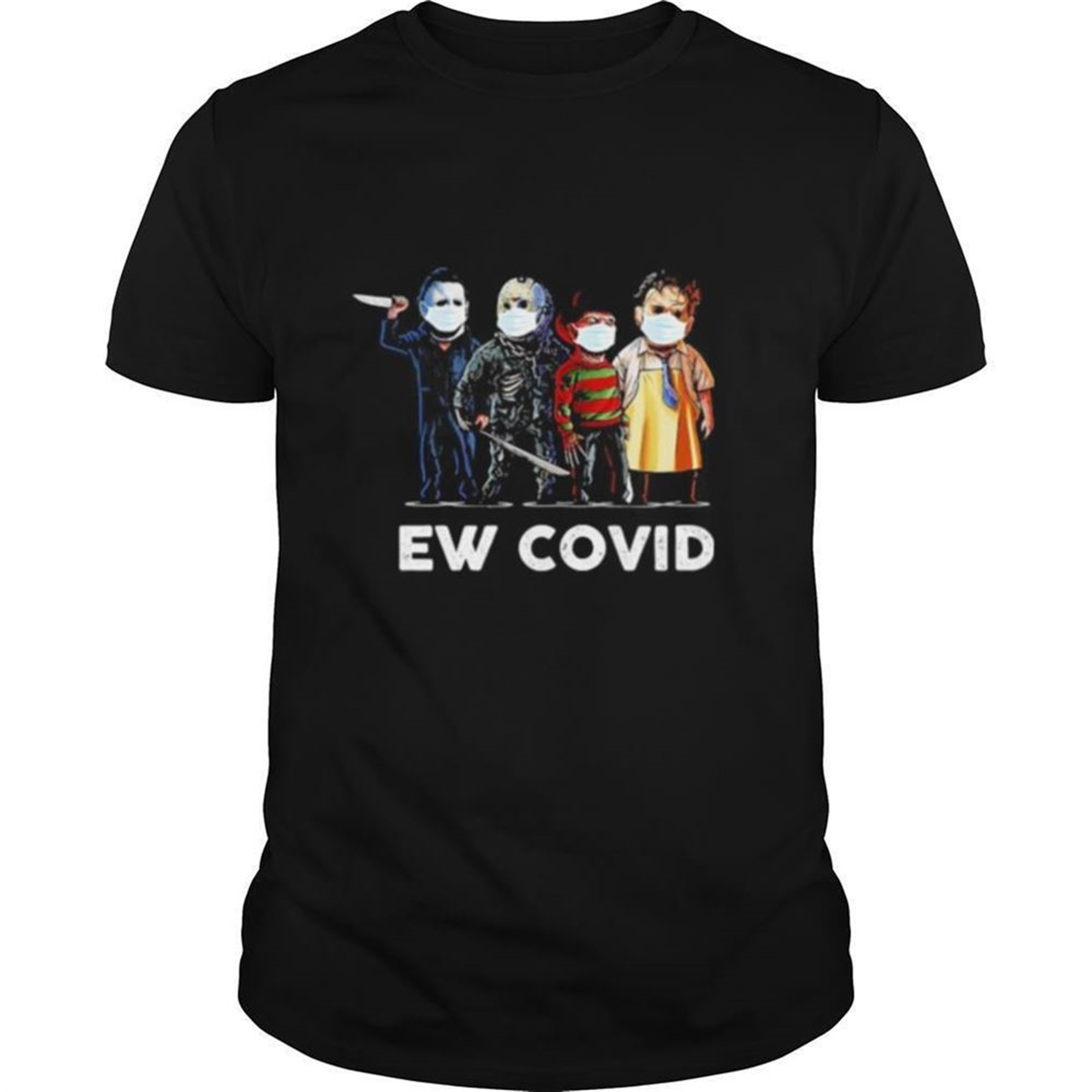 Halloween Horror Characters Mask Ew Covid 19 Shirt