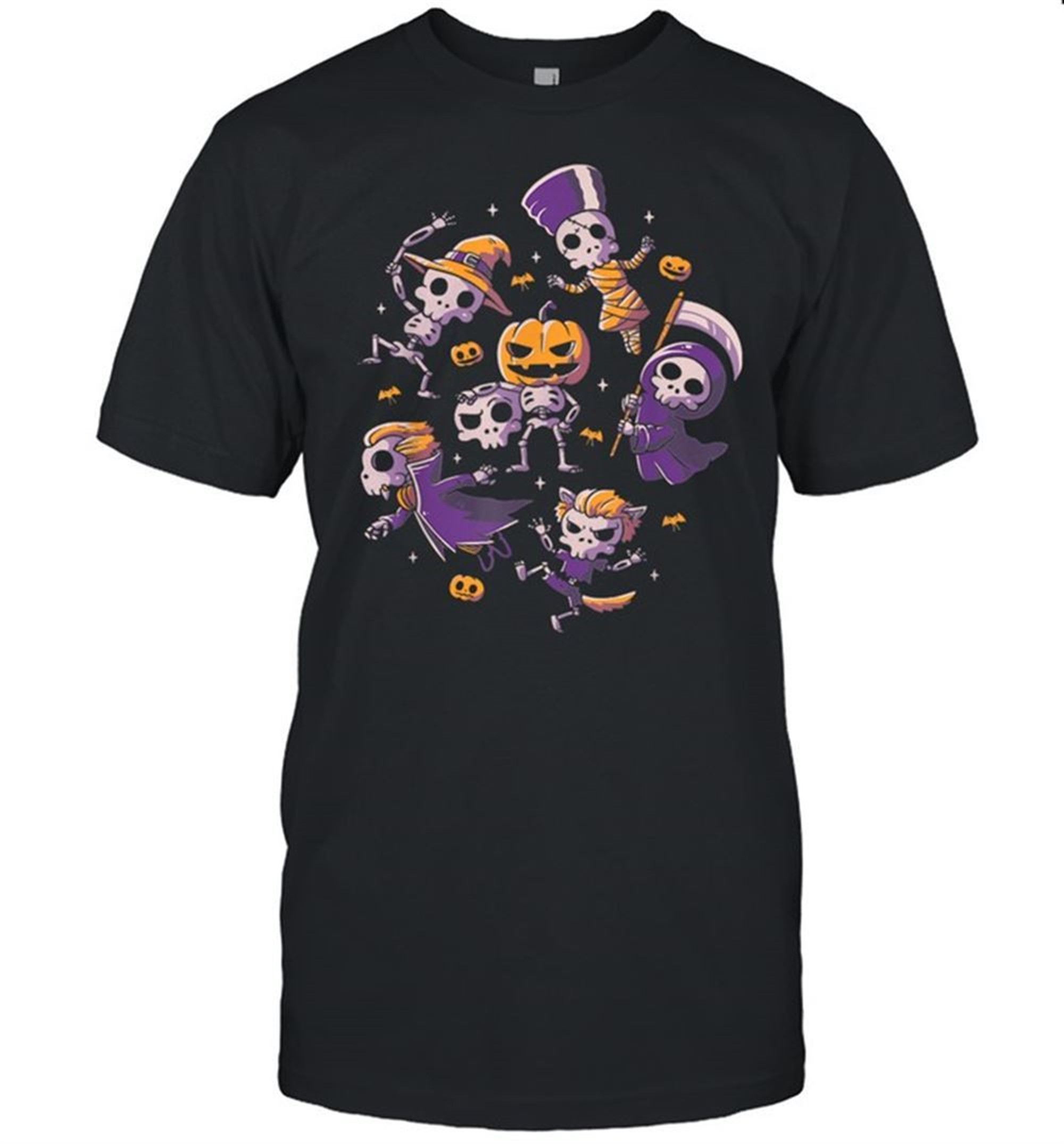 Halloween Horror Skeleton King Pumpkin Grim Reaper Shirt
