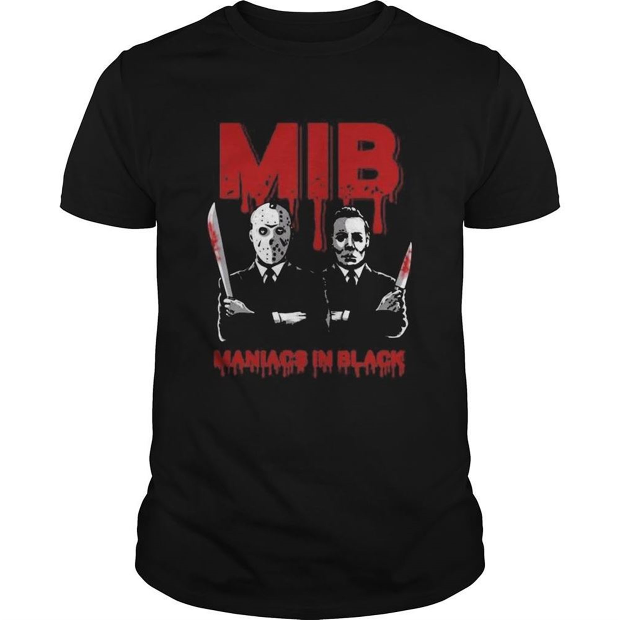 Halloween Jason Voorhees And Freddy Krueger Mib Maniacs In Black Shirt