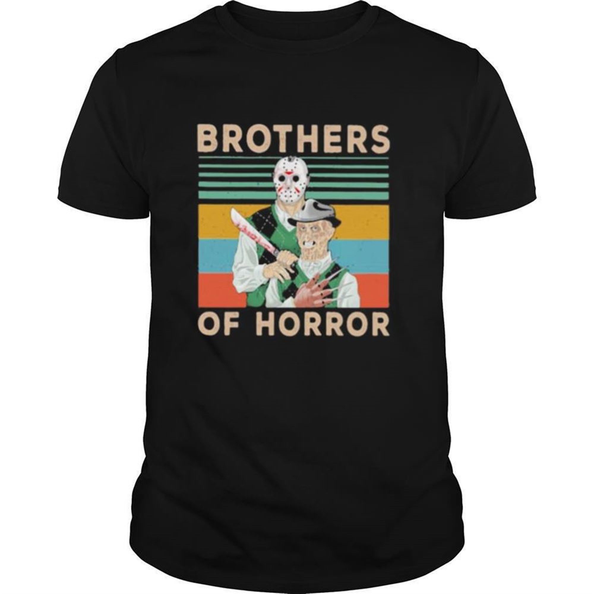 Halloween Jason Voorhees Freddy Krueger Brothers Of Horror Vintage Retro Shirt