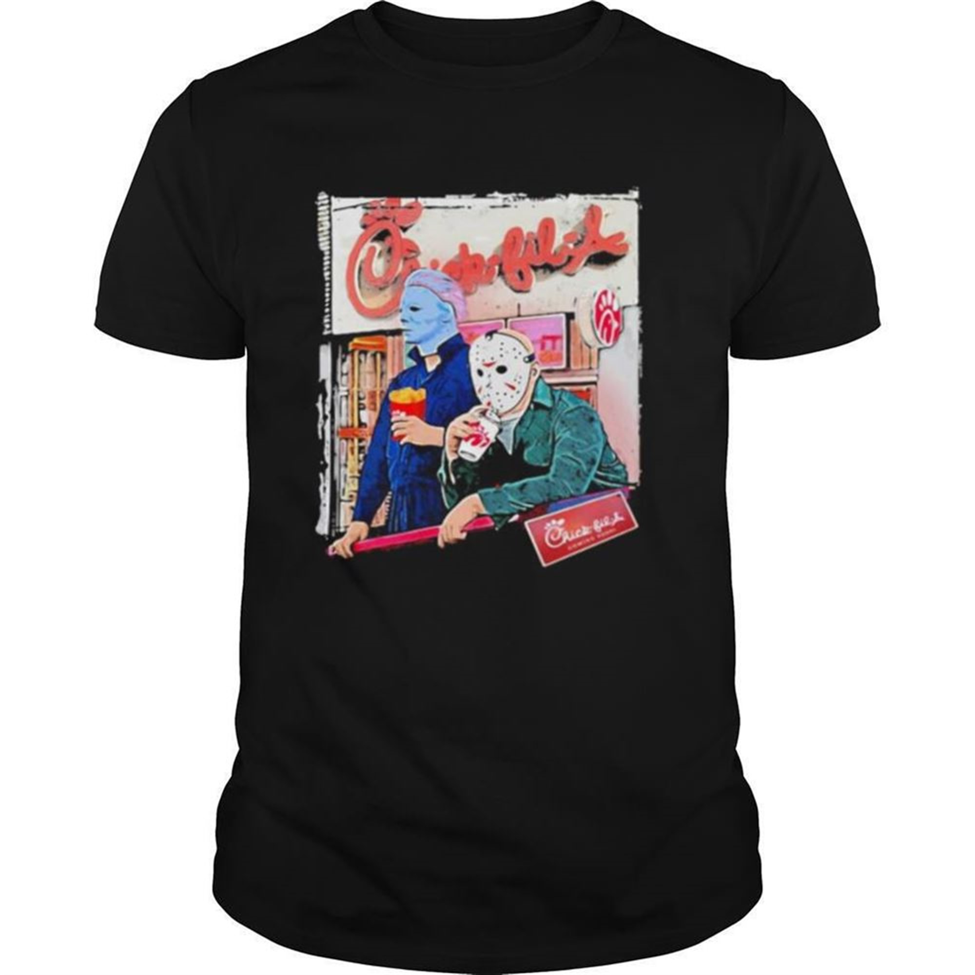 Halloween Jason Voorhees Michael Myers Chick Fil A Shirt