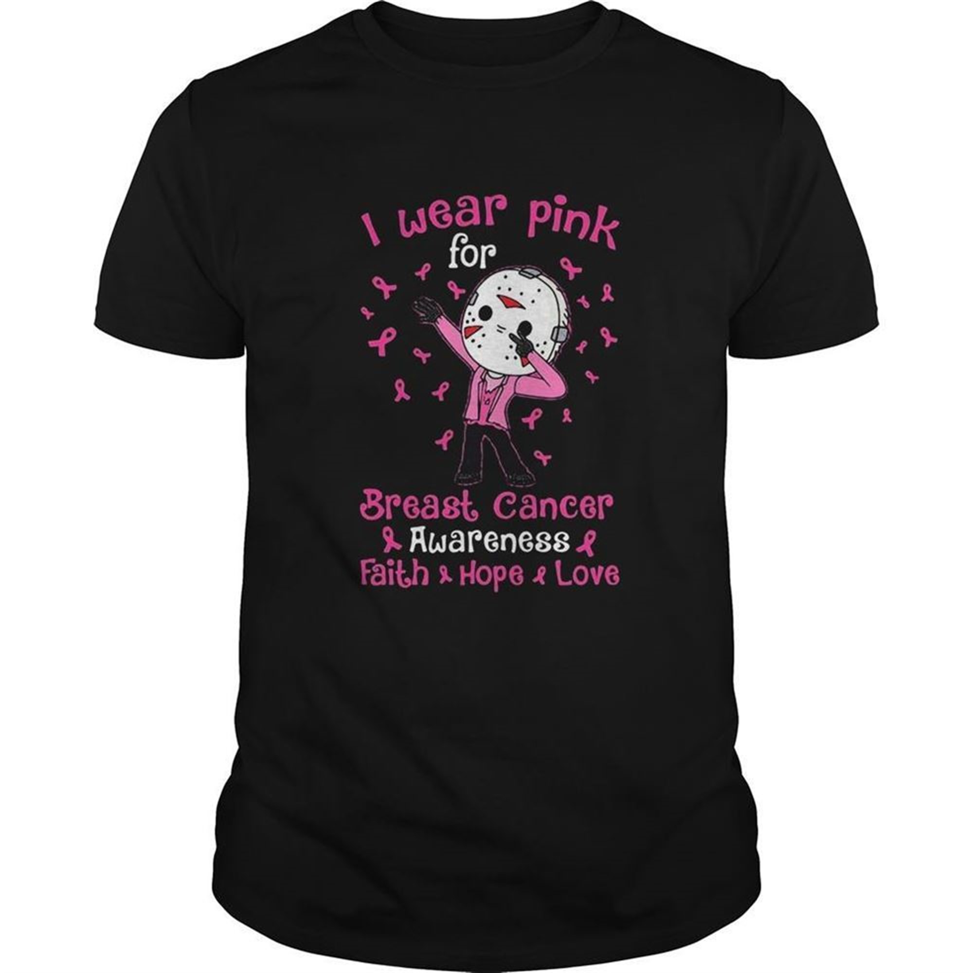 Halloween Michael Myers I Wear Pink For Breast Cancer Awareness Faith Hope Love Shirt