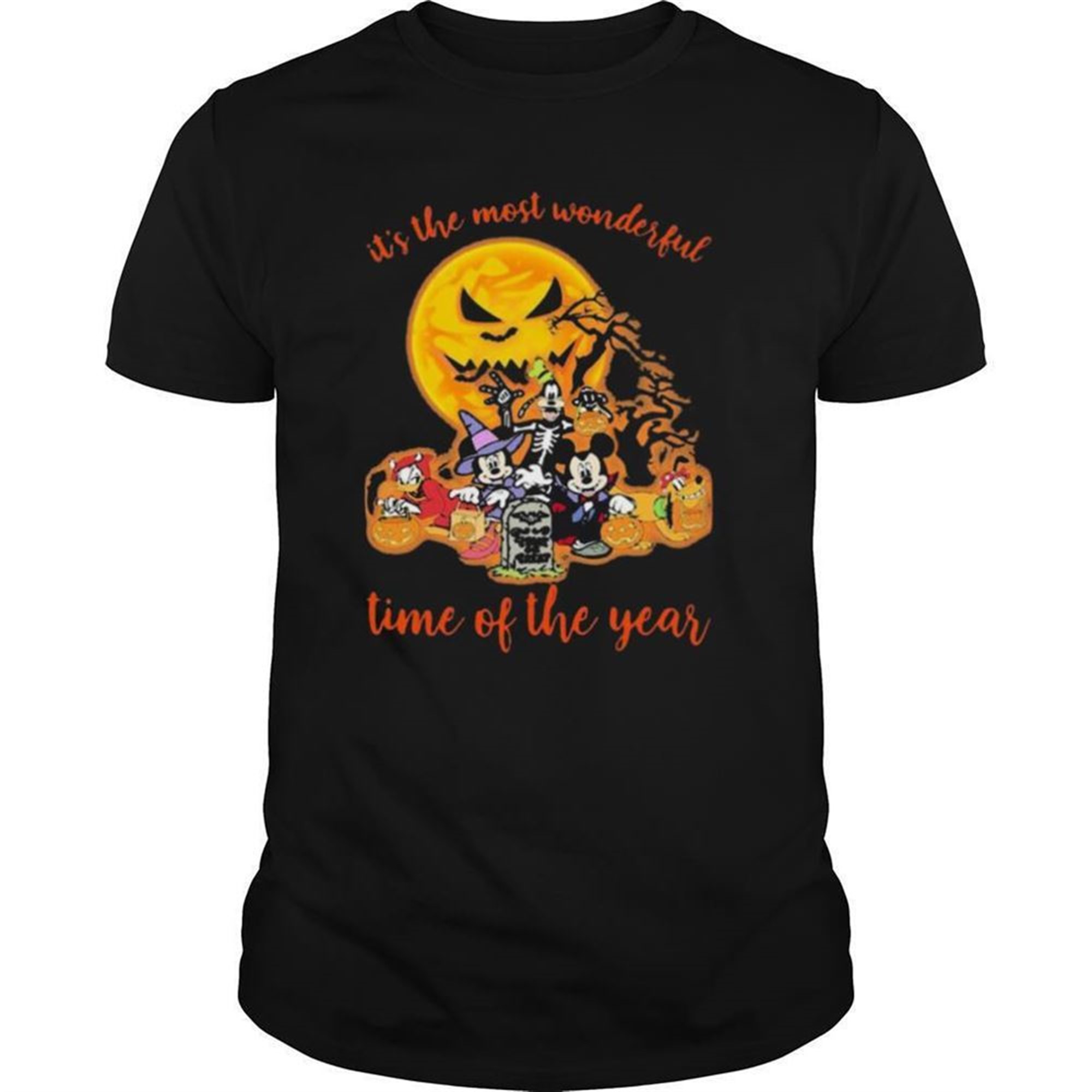 Halloween Mickey Mouse Cartoon Characters Its The Most Wonderful Time Of The Year Moon Shirt