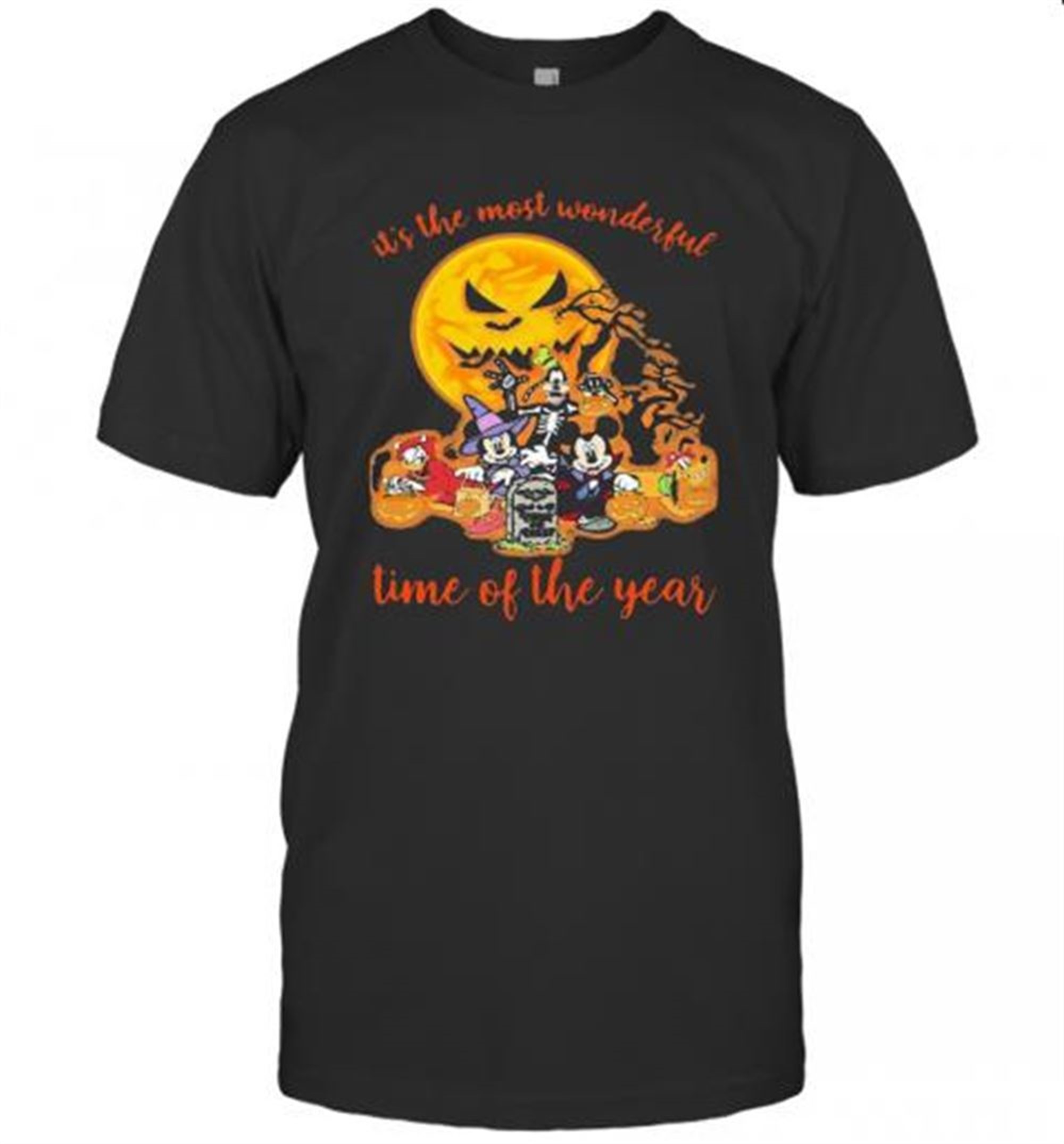 Halloween Mickey Mouse Cartoon Characters It’s The Most Wonderful Time Of The Year Moon T-shirt