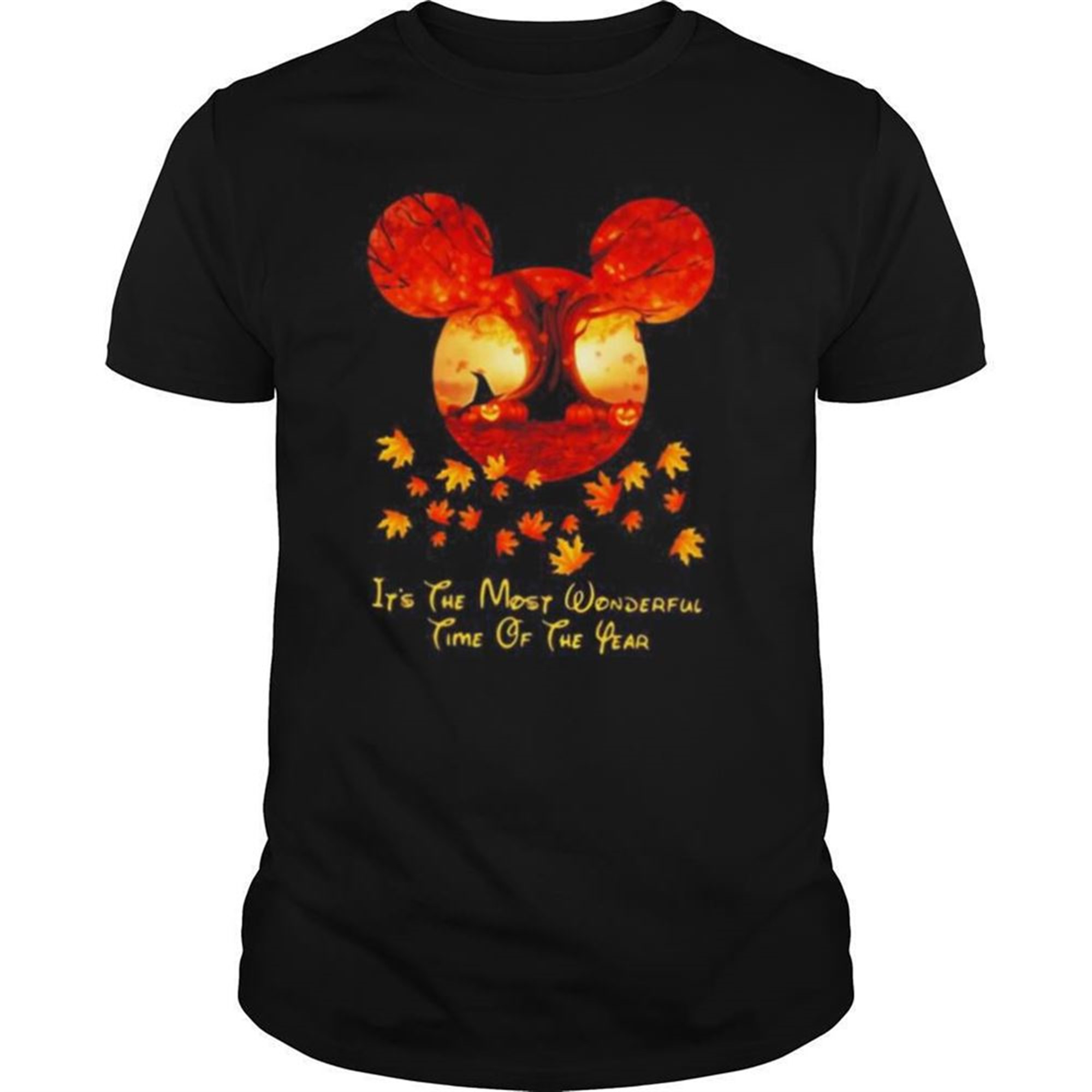 Halloween Mickey Mouse Its The Most Wonderful Time Of The Year Leaves Map Shirt