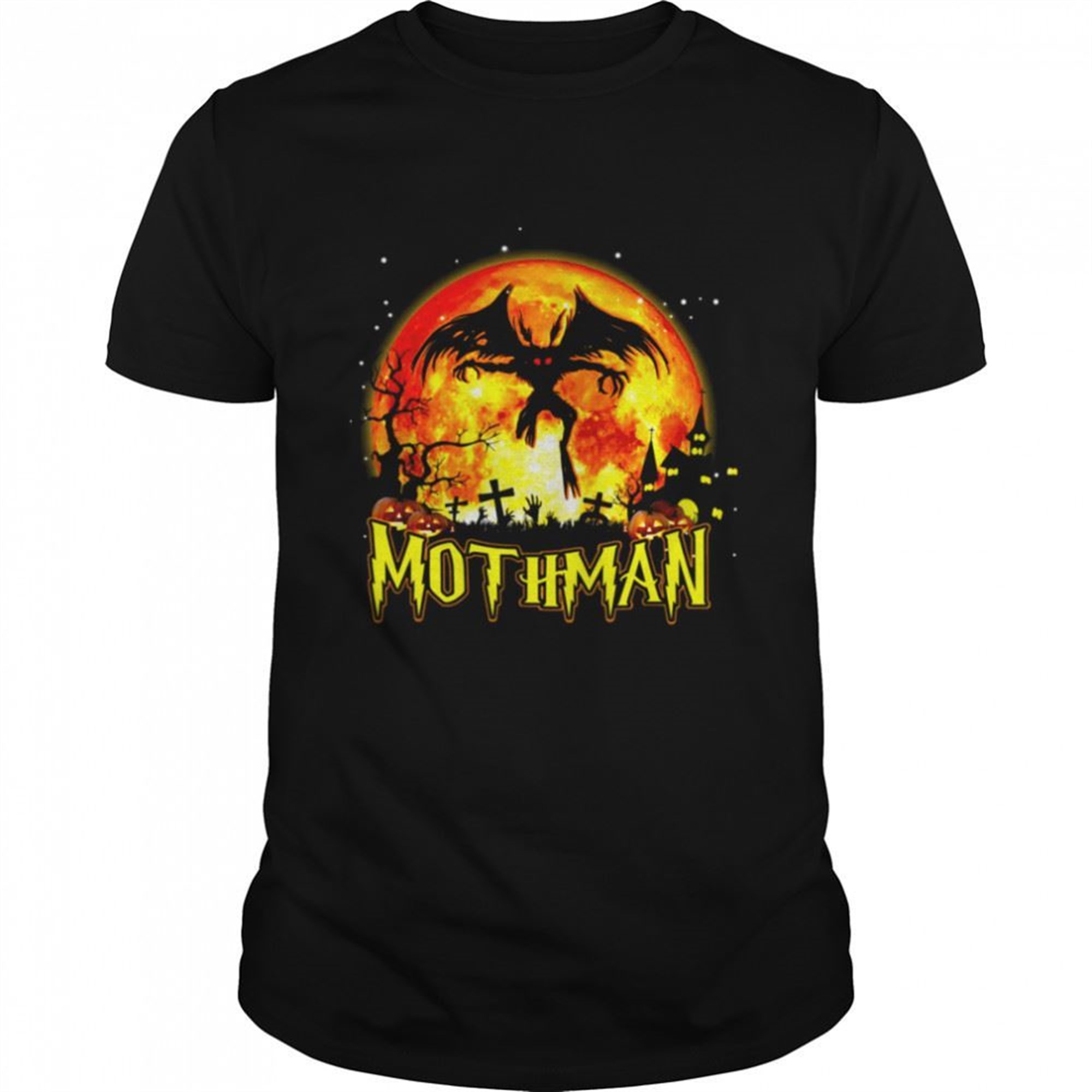 Halloween Mothman In Scary Blood Moon Forest Costume Shirt