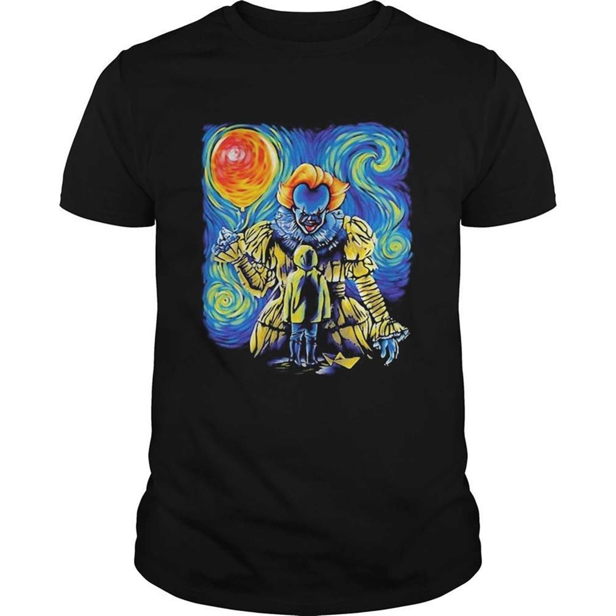 Halloween Pennywise Holding Balloon Starry Night Shirt