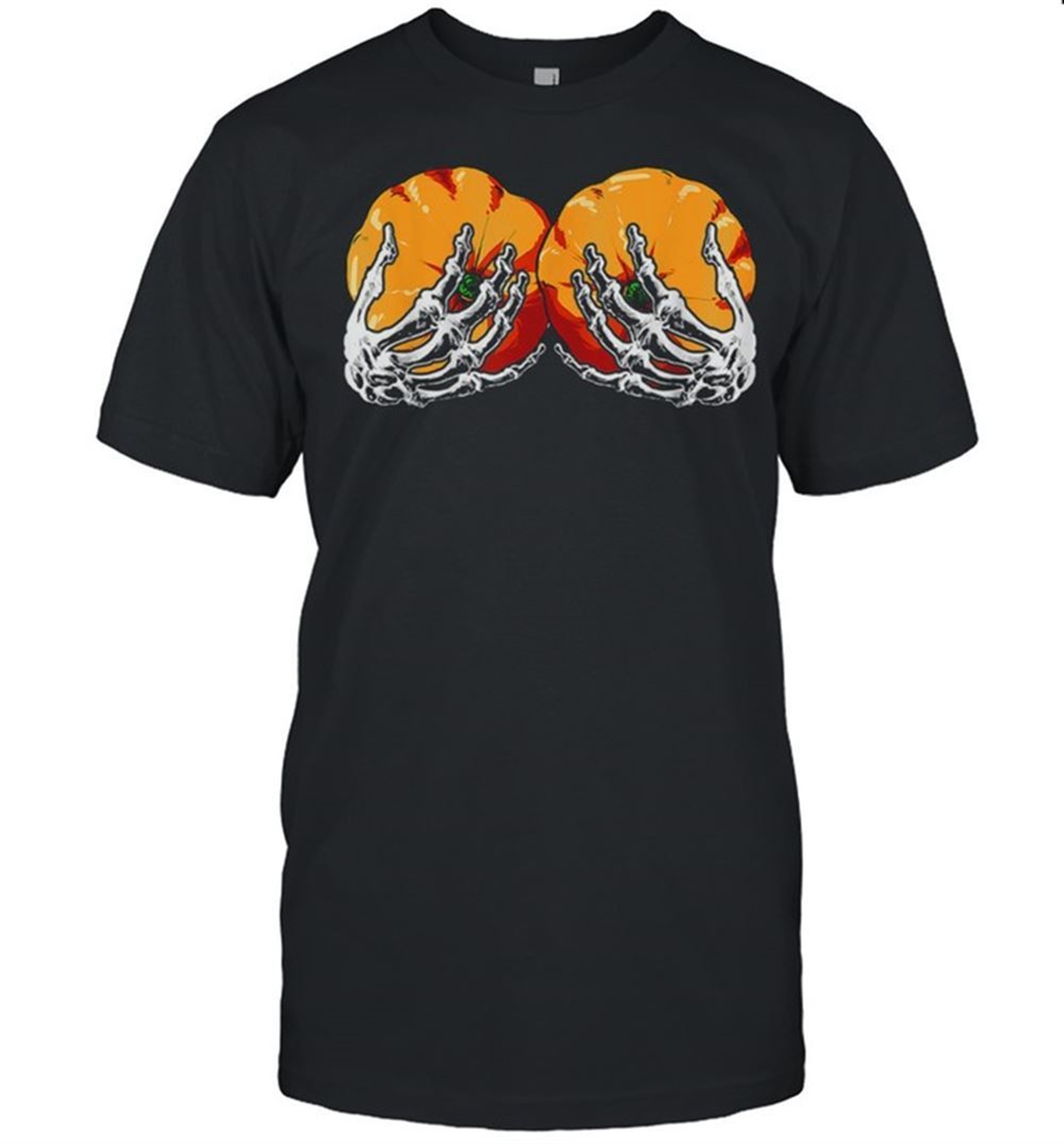 Halloween Pumpkin Boob Skeleton Hand Shirt