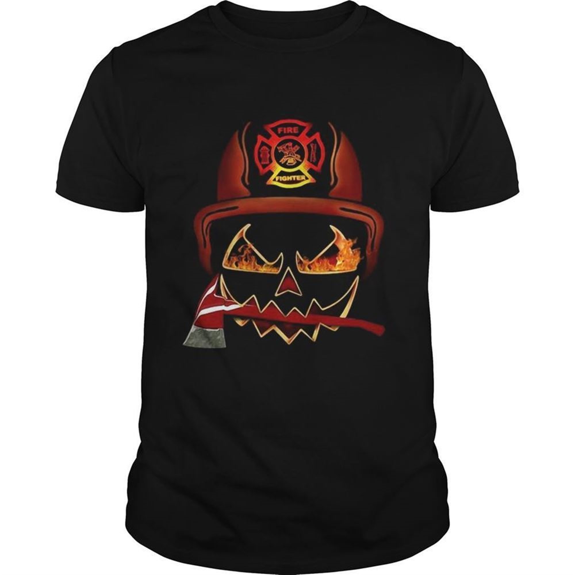 Halloween Pumpkin Firefighter Fireman Fire Poleax Shirt