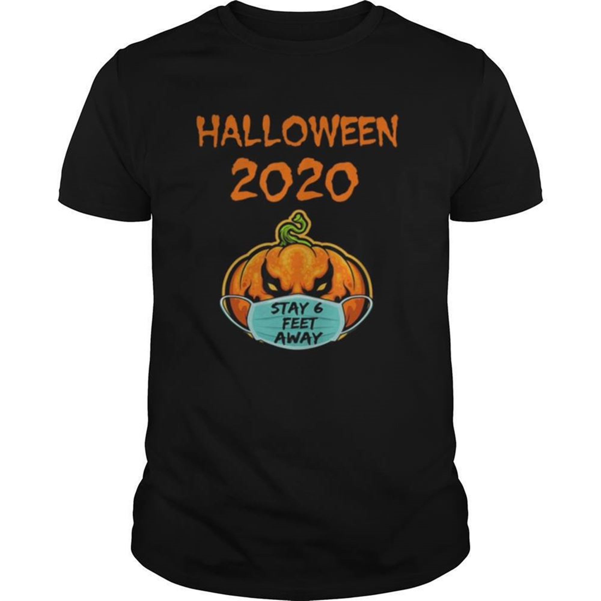 Halloween Pumpkin Stay 6 Feet Away Face Mask Shirt