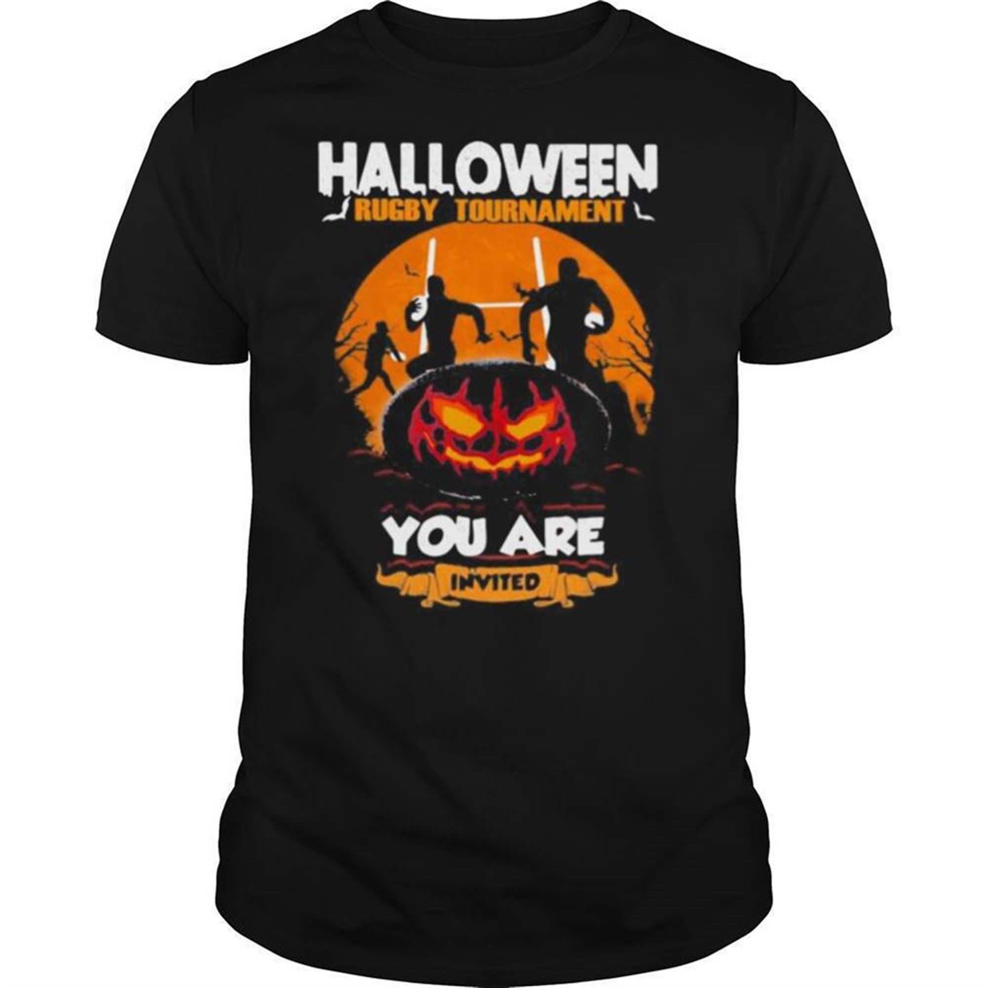 Halloween Rugby Tournament You Are Invited Pumpkin Moon Shirt