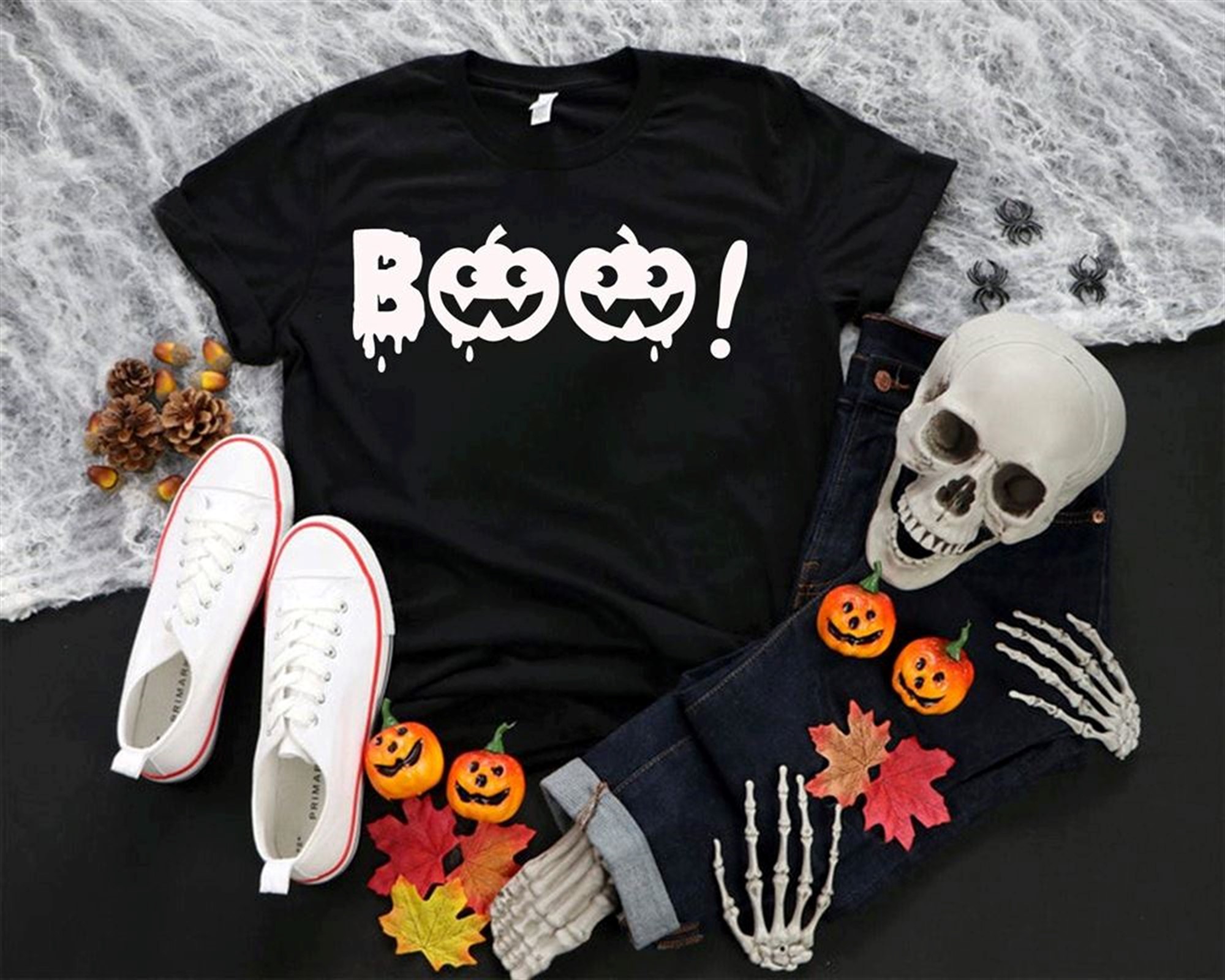 Halloween Shirt Boo Shirt Halloween Pumpkin Shirt Spider And Web Shirt Halloween Ghost Shirt Trick Or Treat Shirt Kids Halloween Shirt